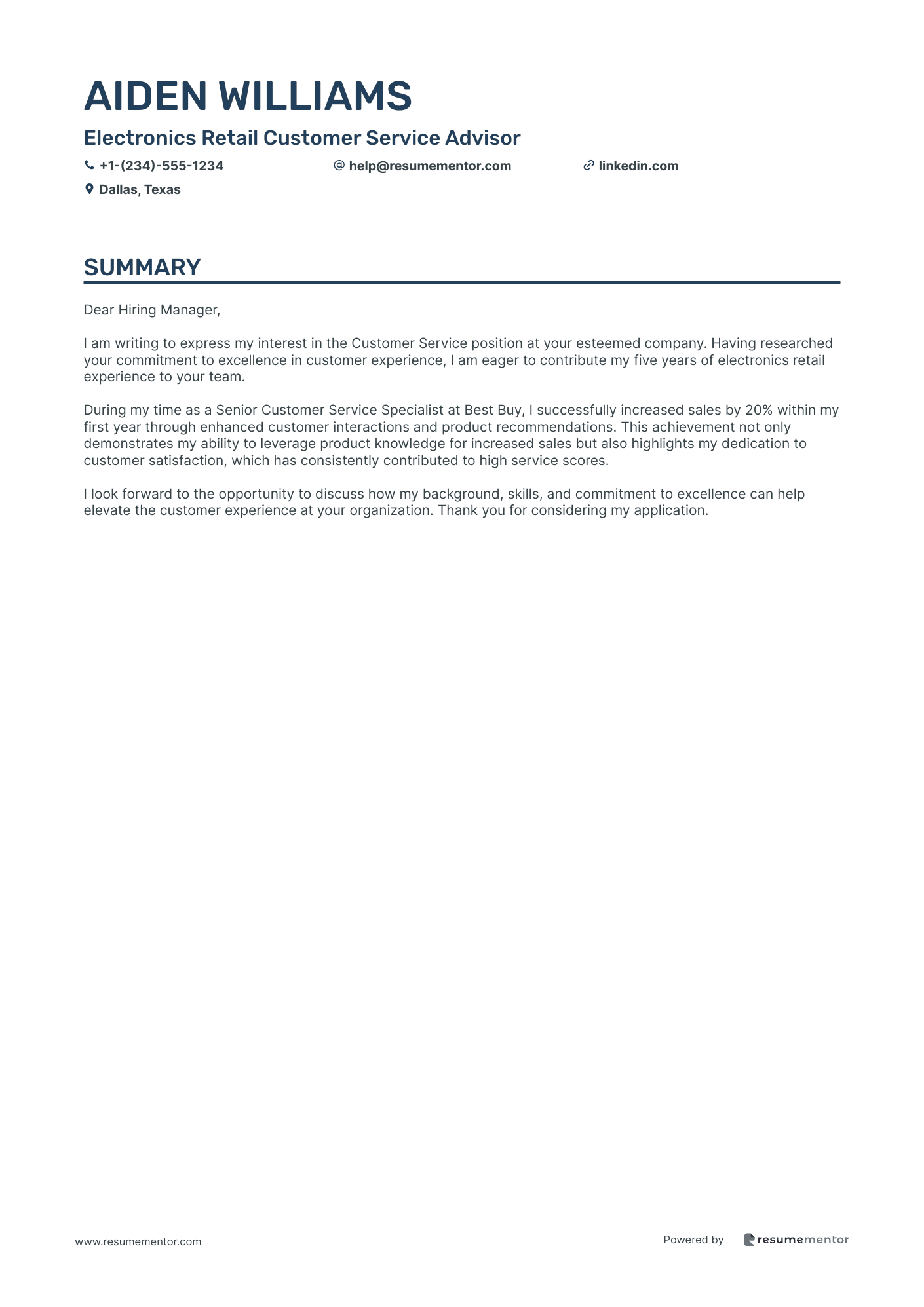 Electronics Retail Customer Service Advisor