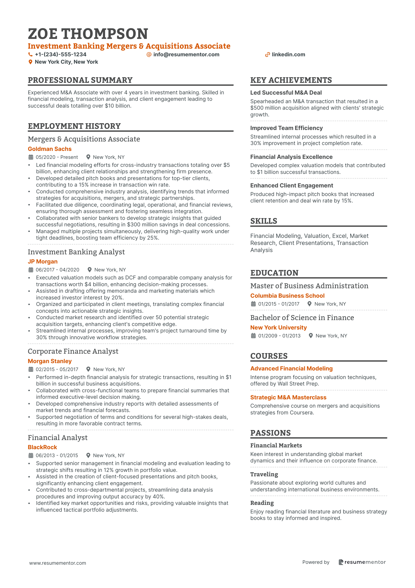 Investment Banking Mergers & Acquisitions Associate