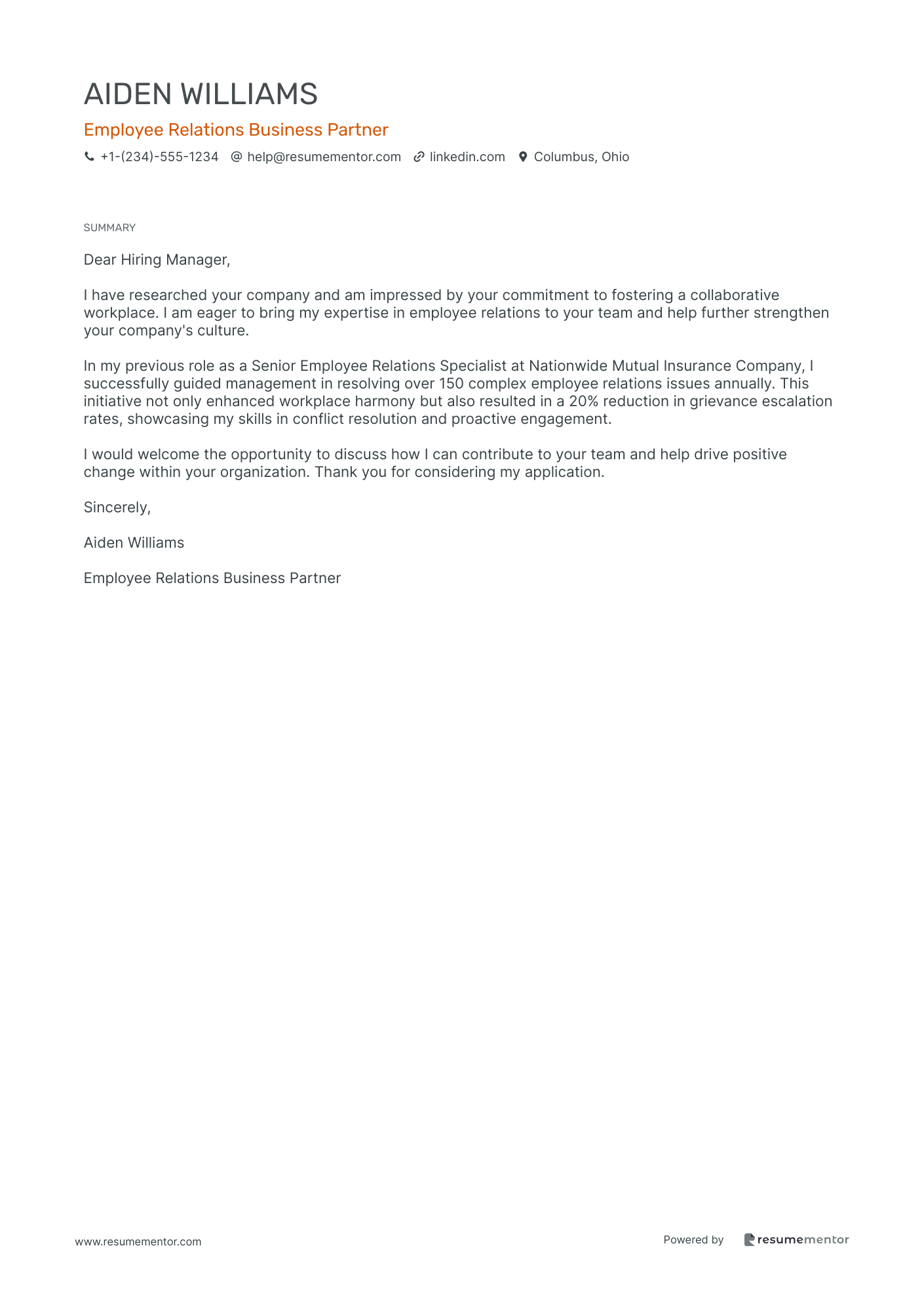 Employee Relations Business Partner