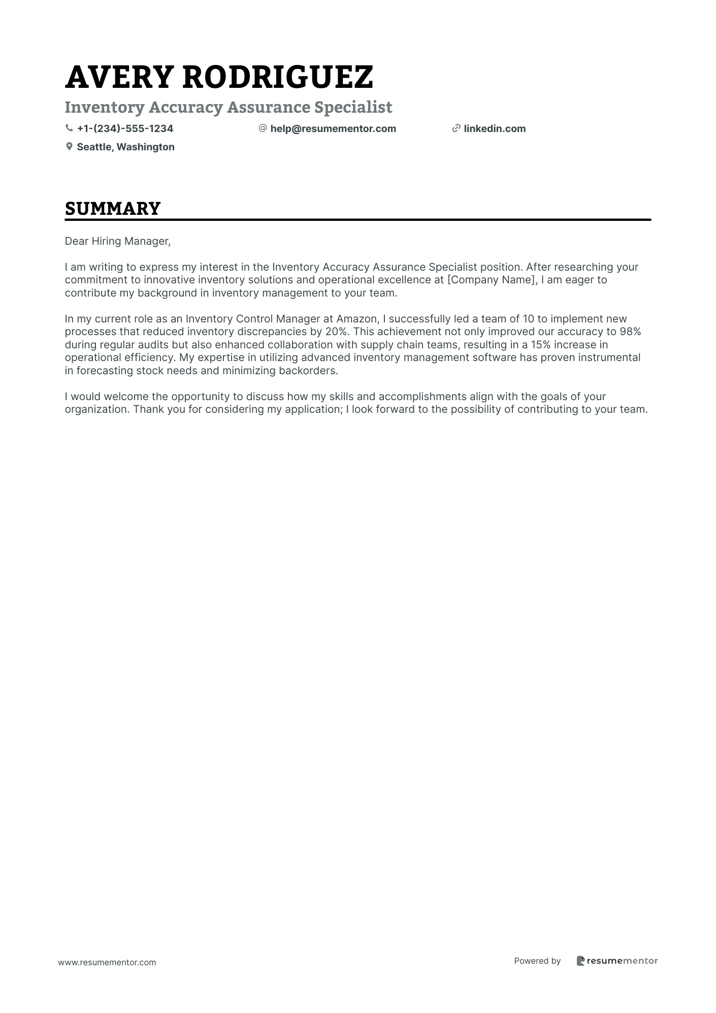 Inventory Accuracy Assurance Specialist