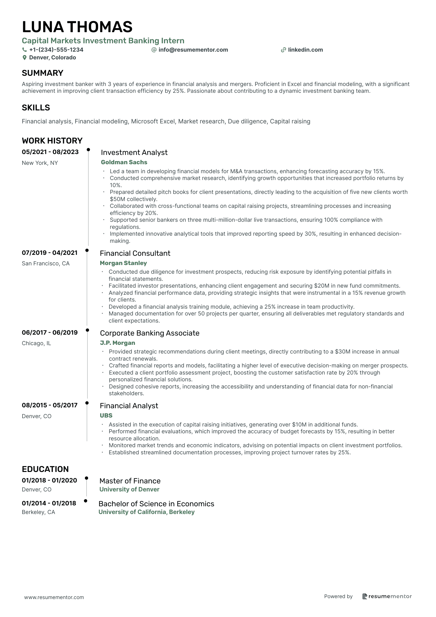 Capital Markets Investment Banking Intern