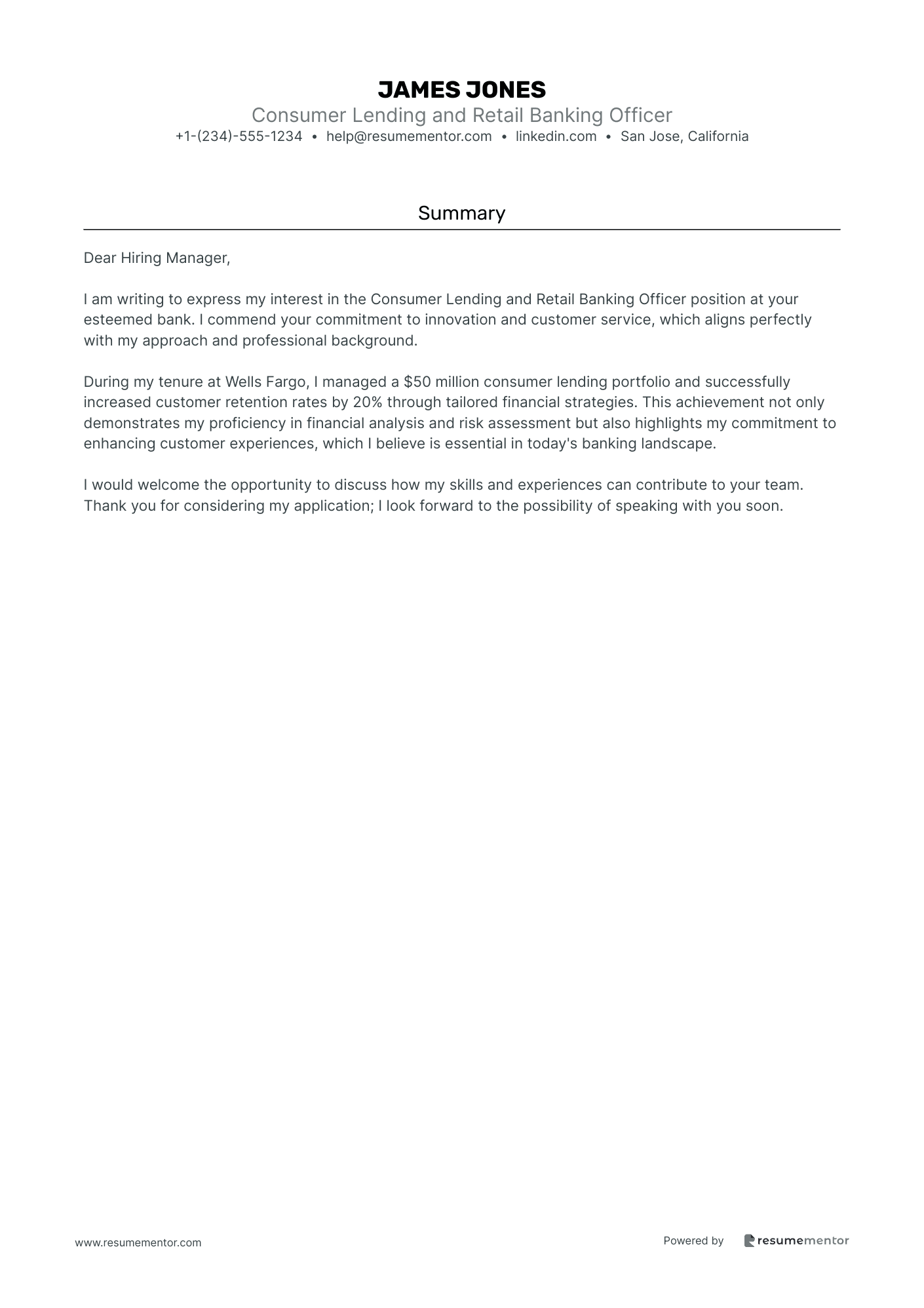 Consumer Lending and Retail Banking Officer