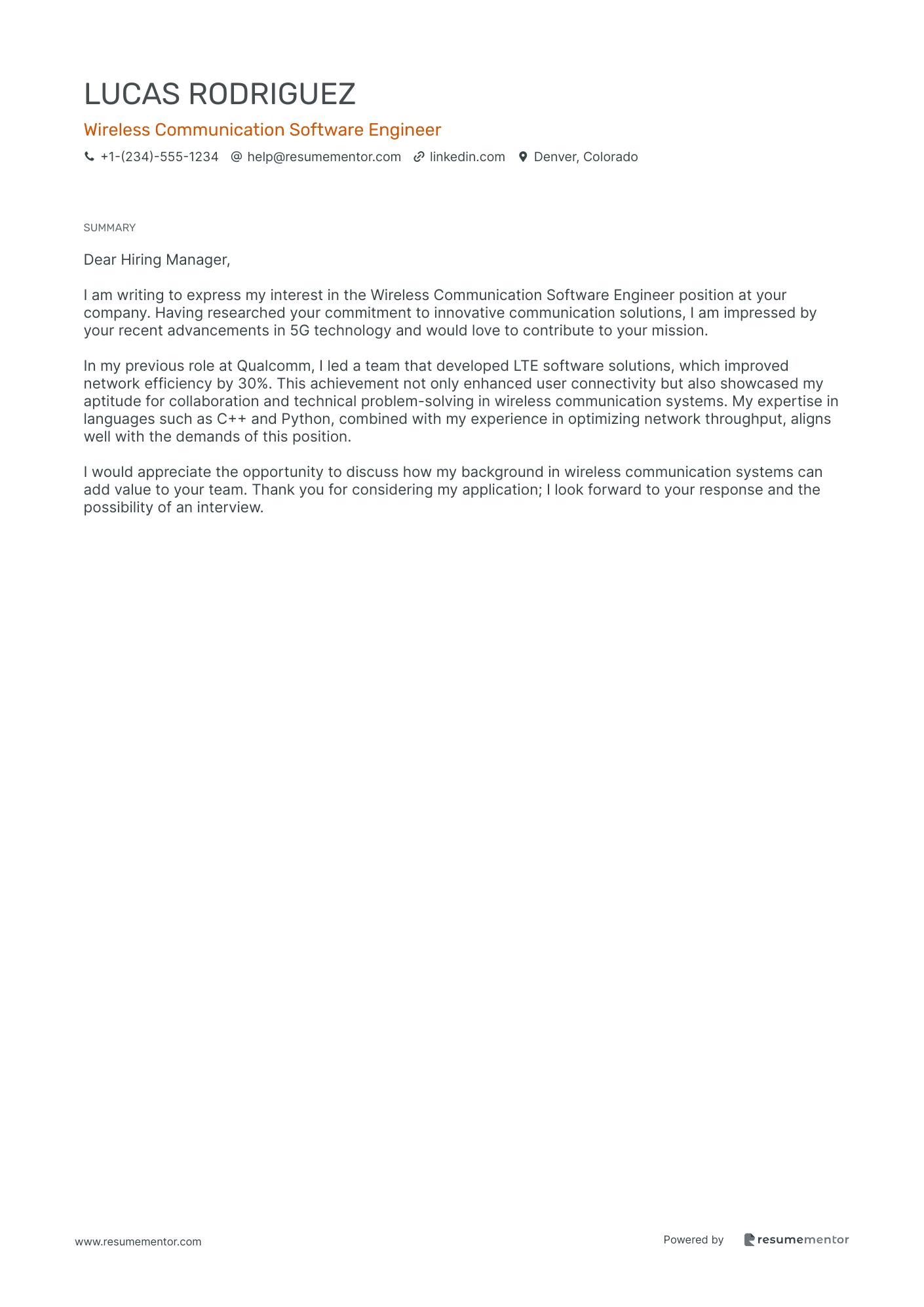 Wireless Communication Software Engineer
