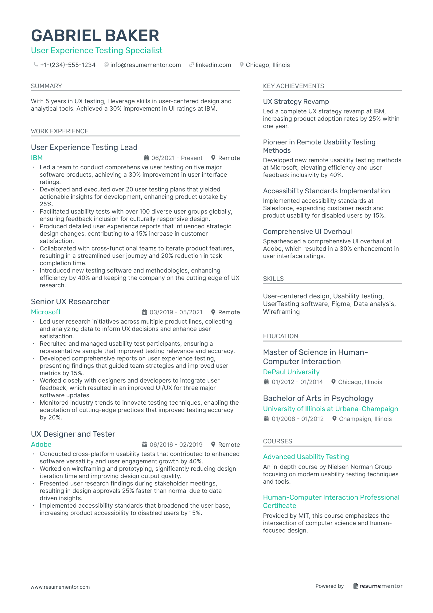 User Experience Testing Specialist