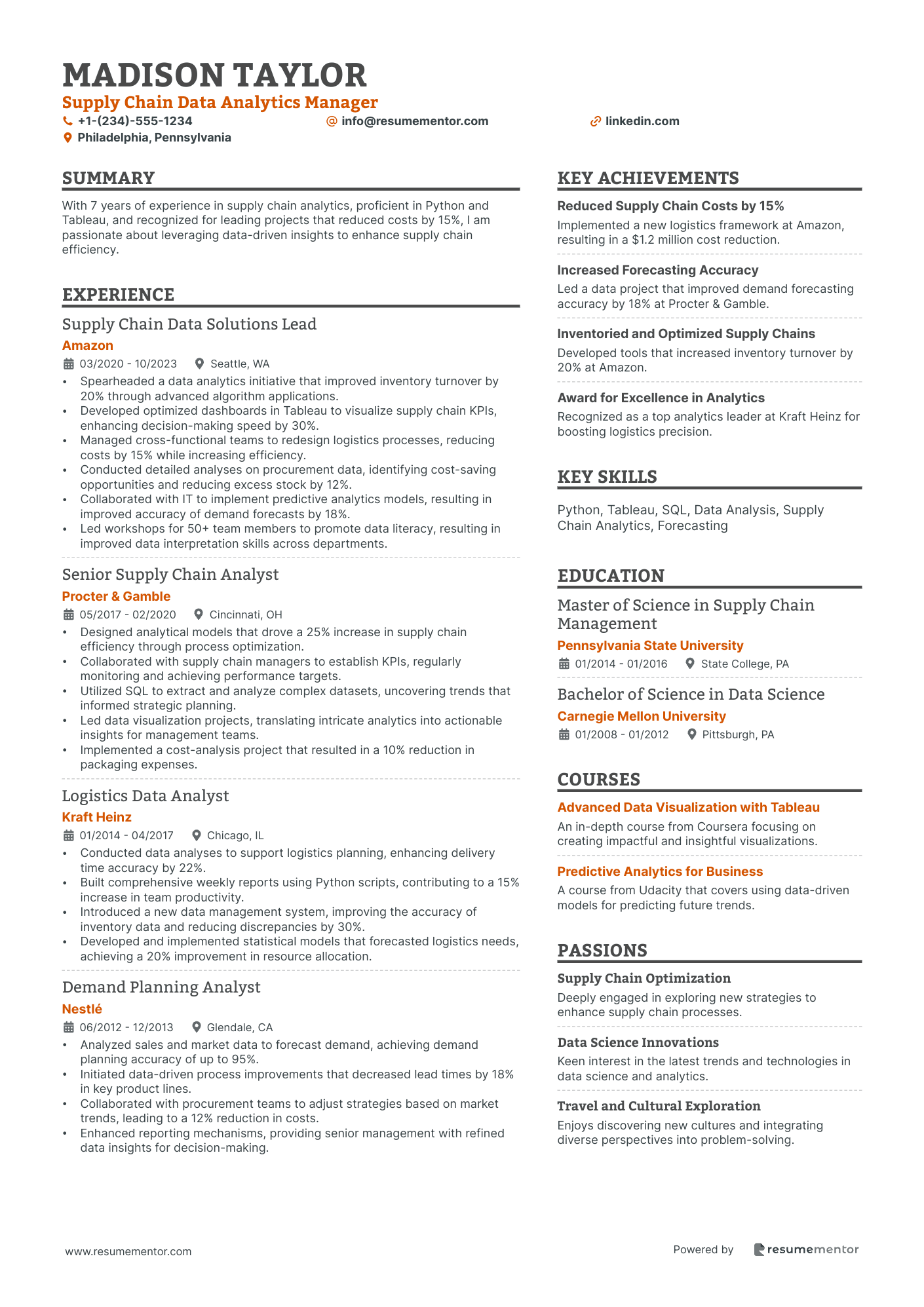 Supply Chain Data Analytics Manager