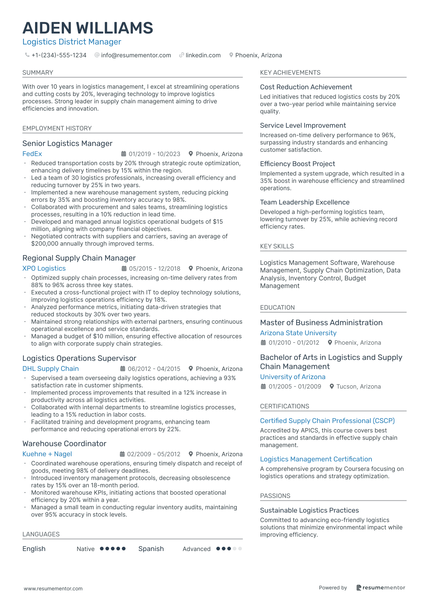 Logistics District Manager