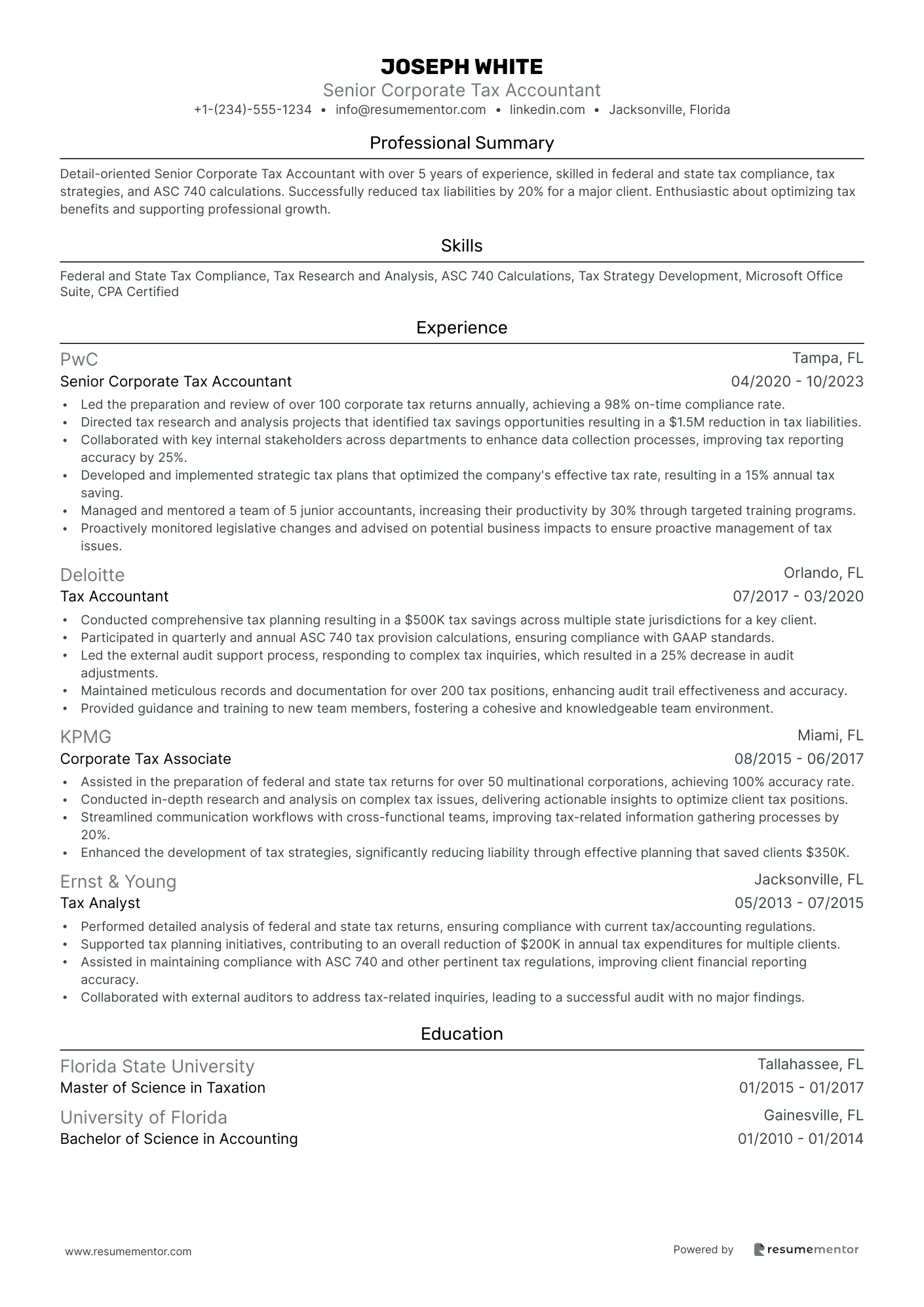 Senior Corporate Tax Accountant