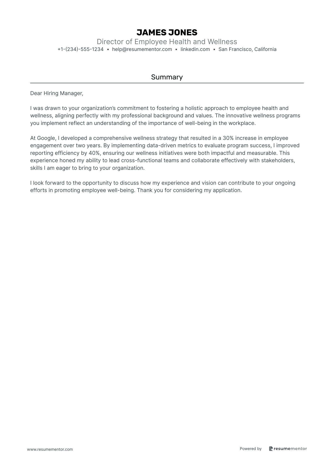 Director of Employee Health and Wellness