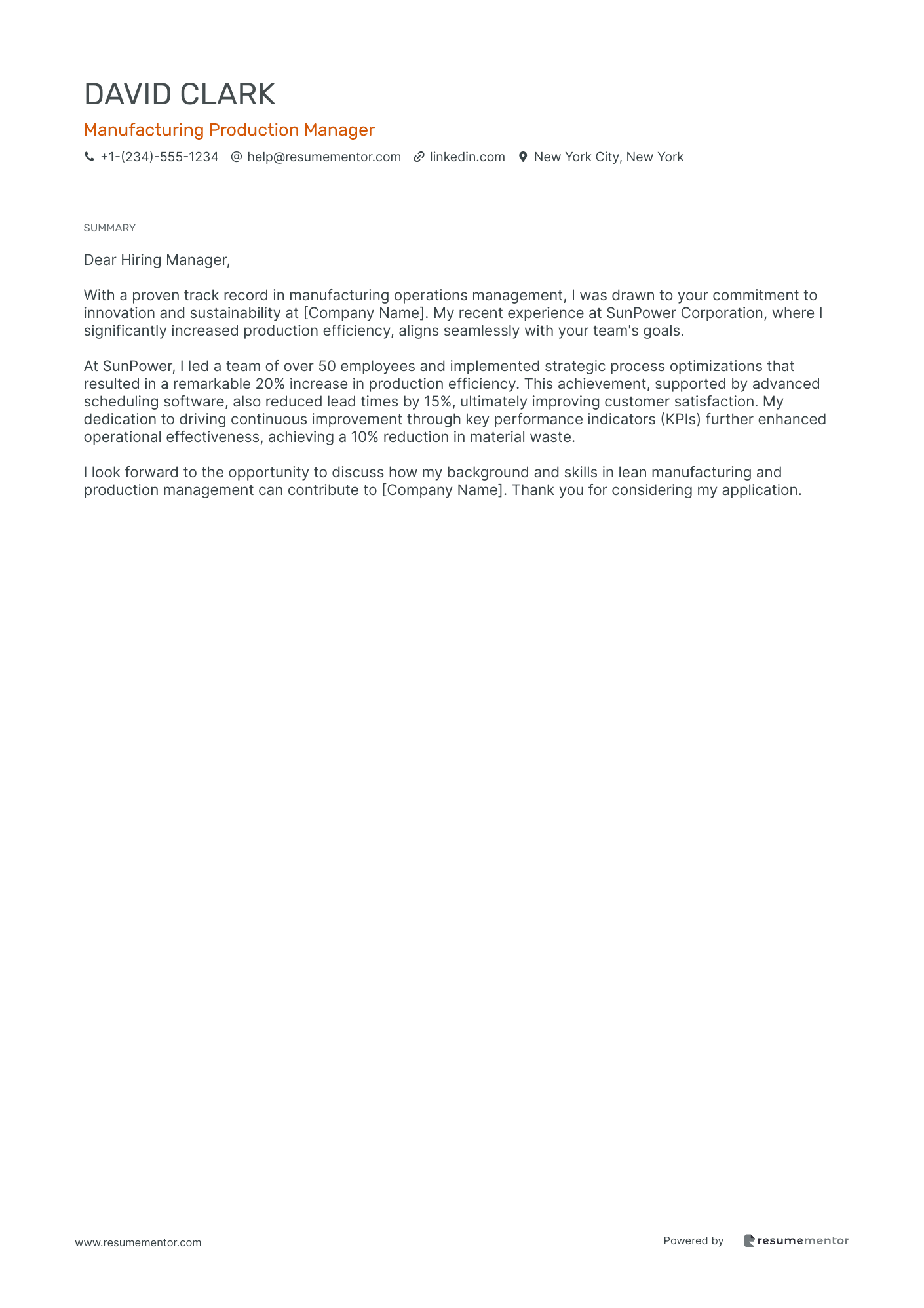 Manufacturing Production Manager
