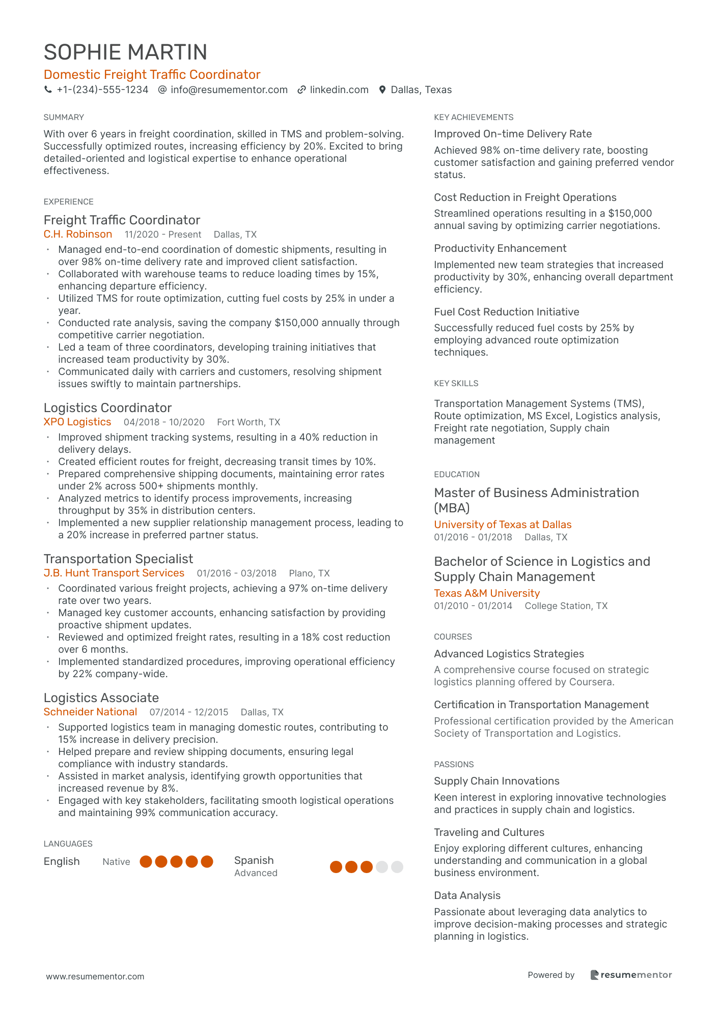 Domestic Freight Traffic Coordinator