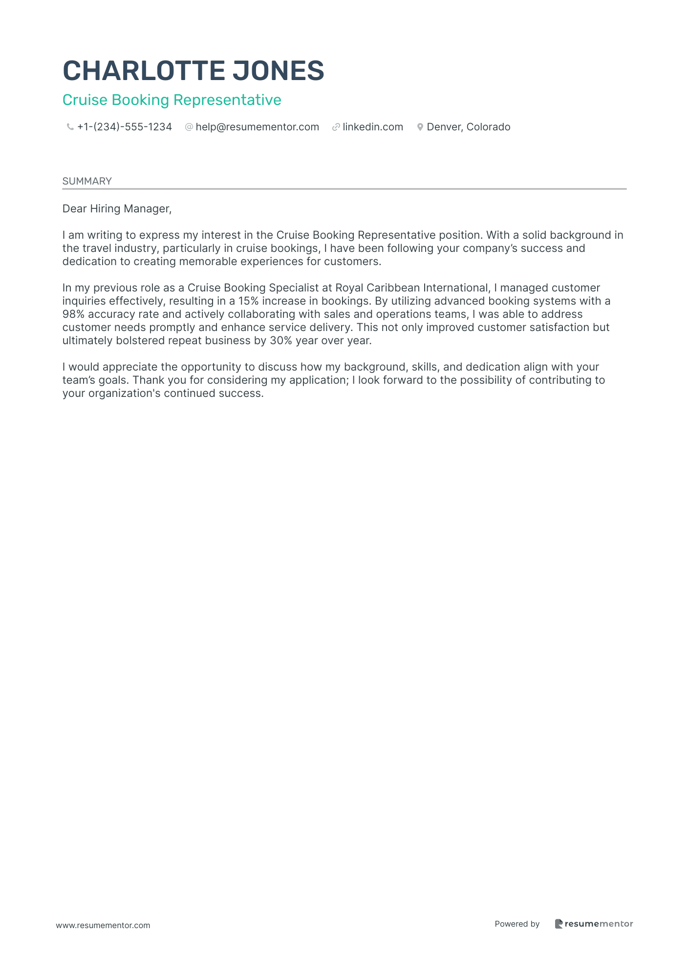Cruise Booking Representative