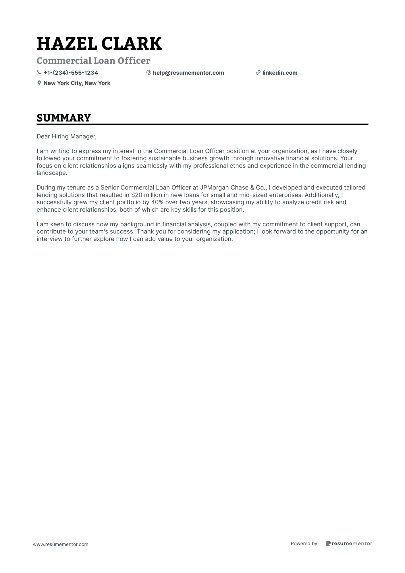 Commercial Loan Officer