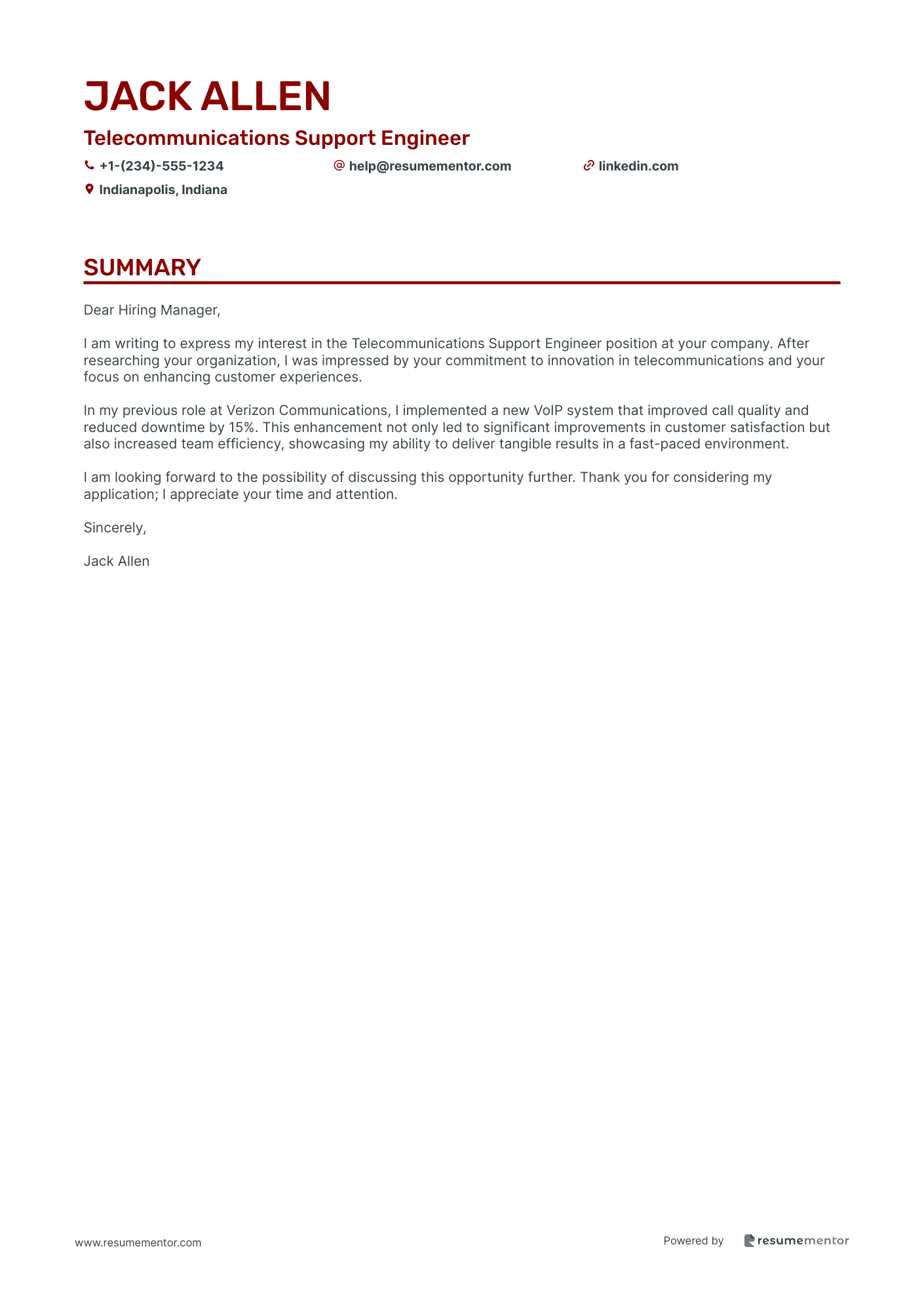 Telecommunications Support Engineer