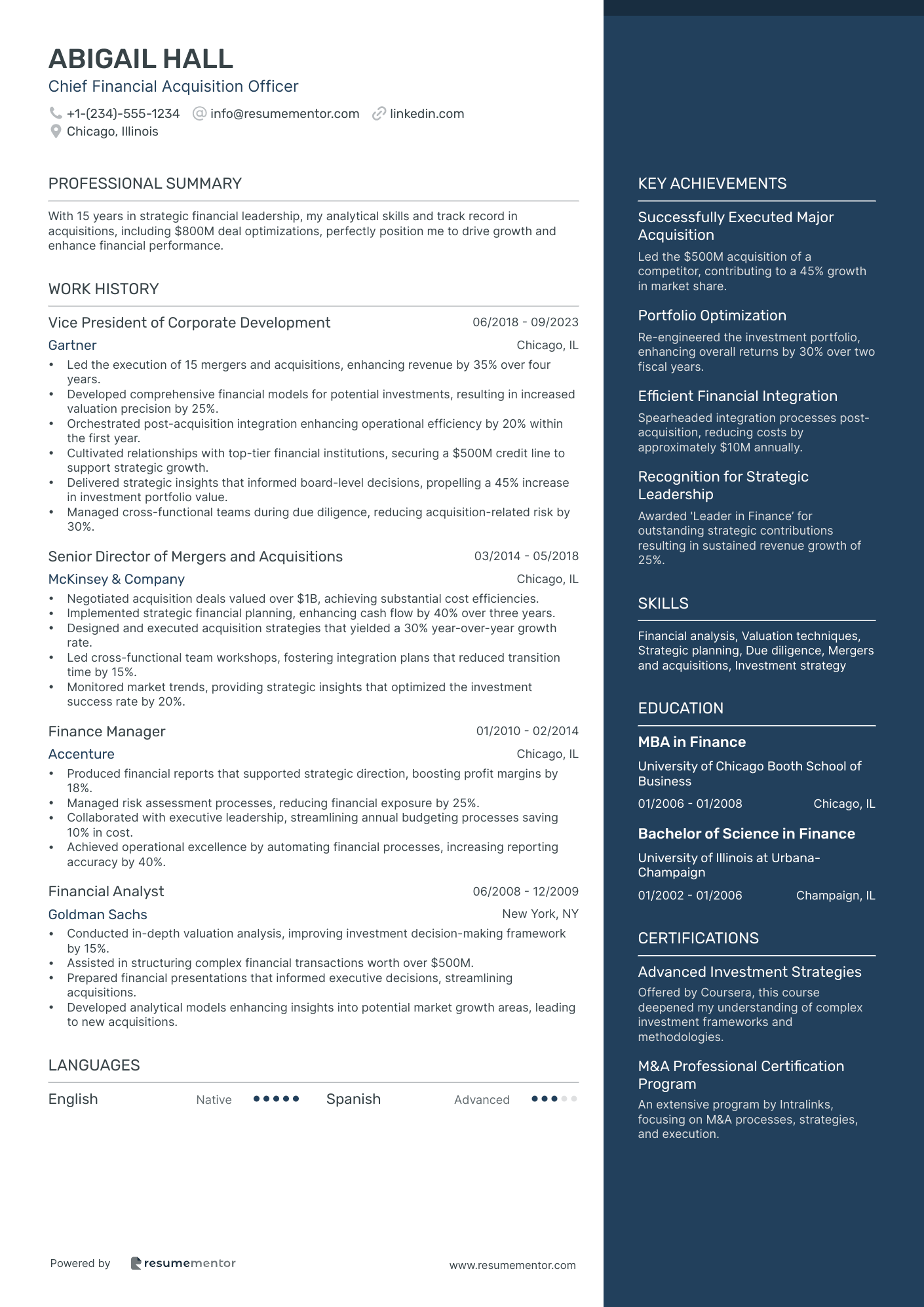 Chief Financial Acquisition Officer