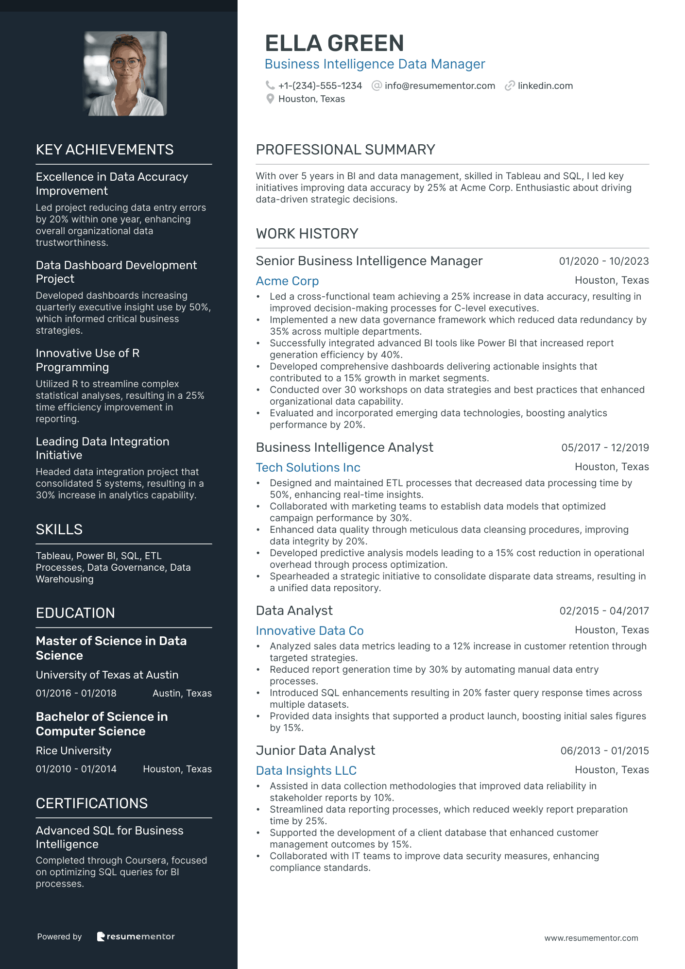 Business Intelligence Data Manager