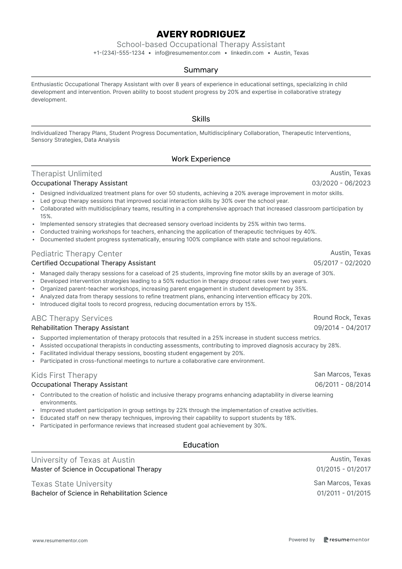 School based Occupational Therapy Assistant