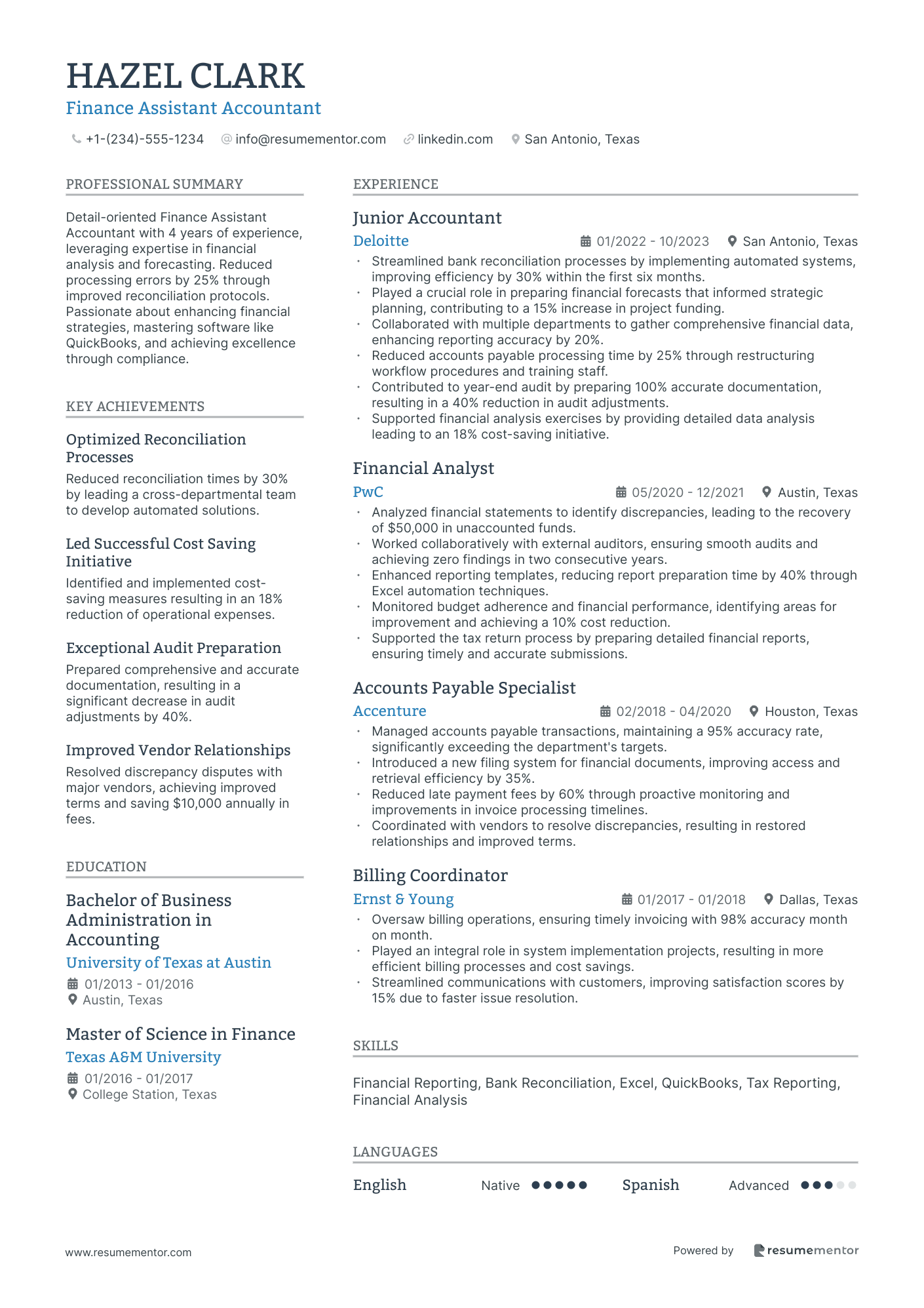 Finance Assistant Accountant