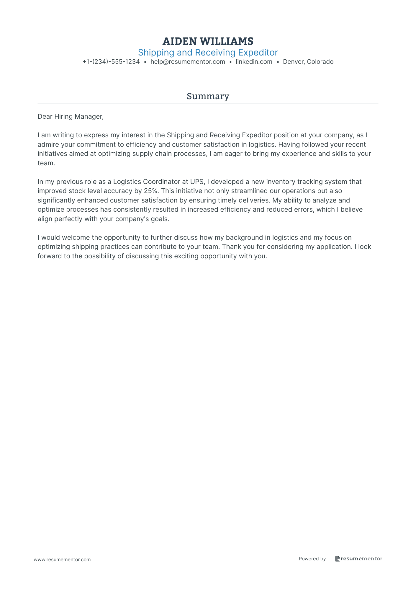 Shipping and Receiving Expeditor