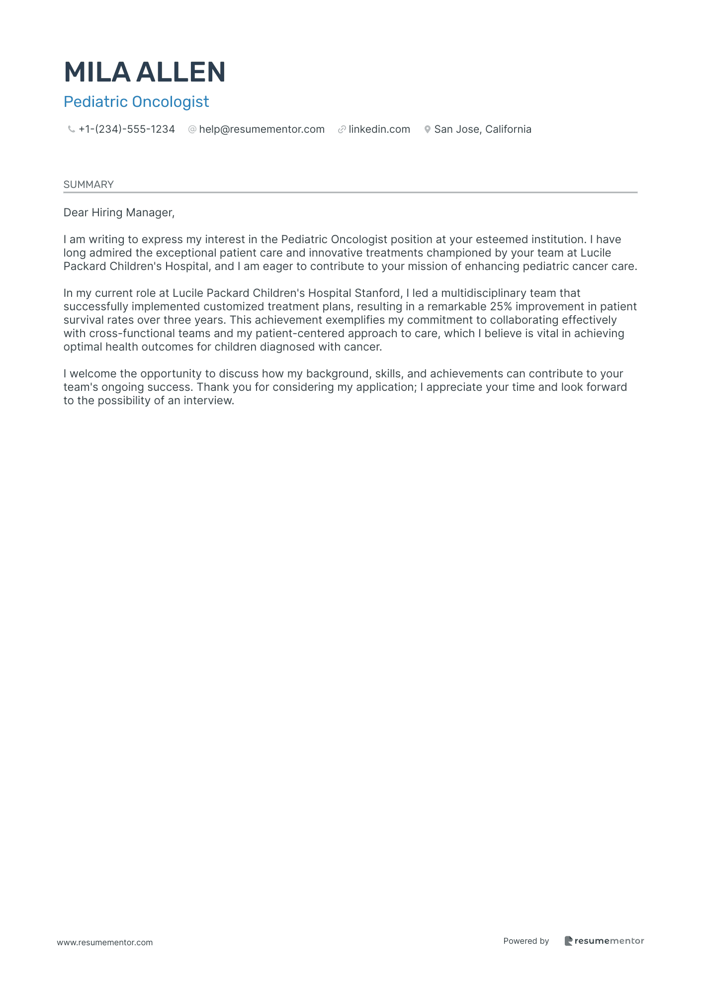 Pediatric Oncologist