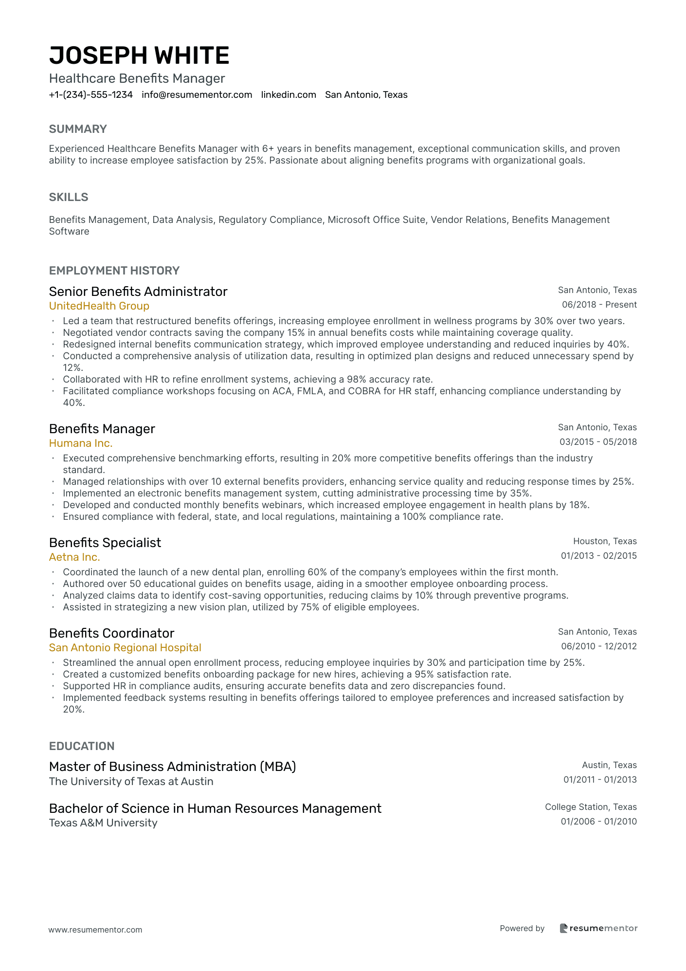 Healthcare Benefits Manager