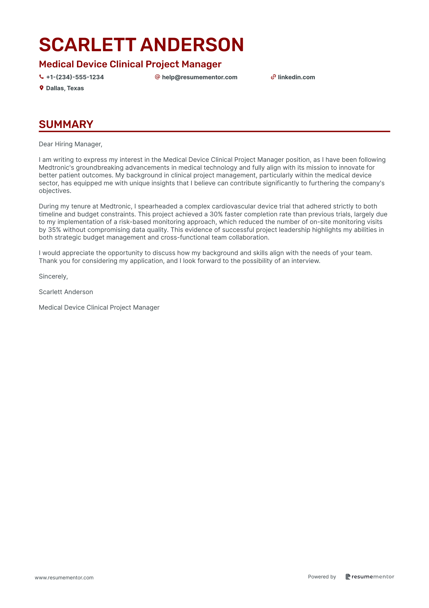 Medical Device Clinical Project Manager