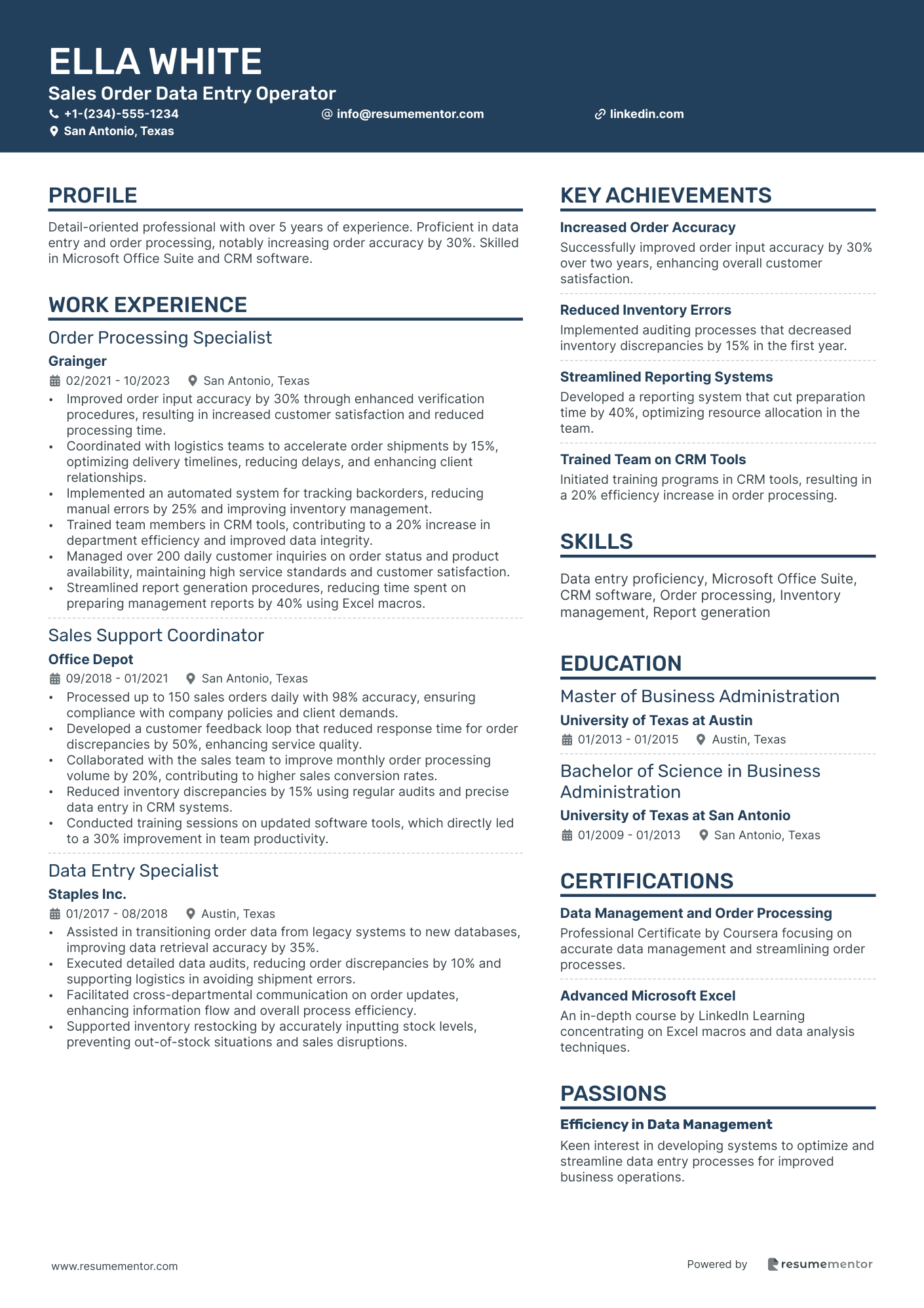 Sales Order Data Entry Operator