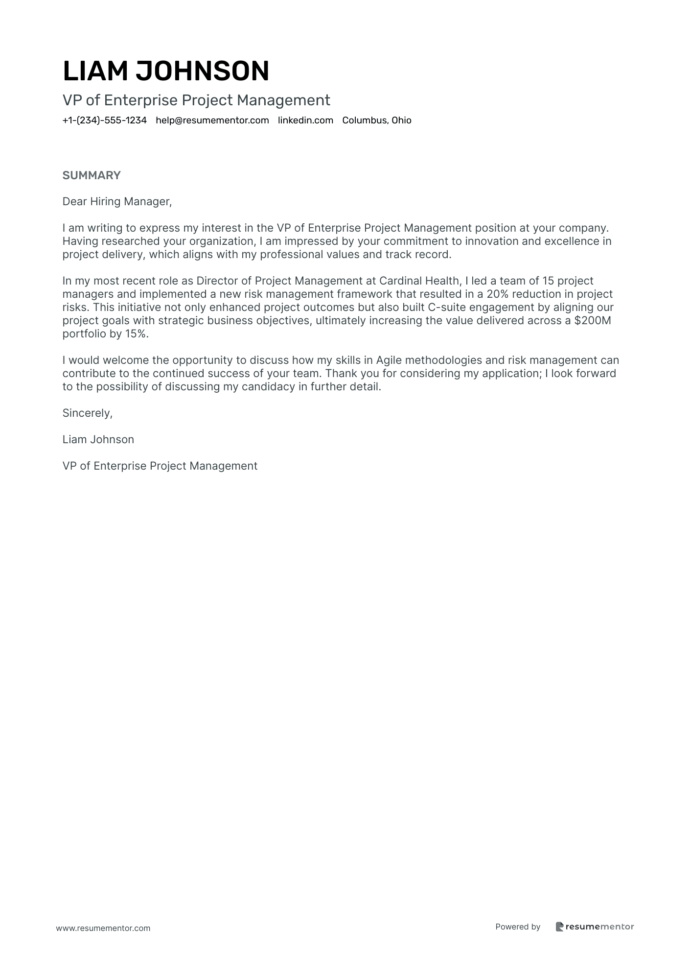 VP of Enterprise Project Management