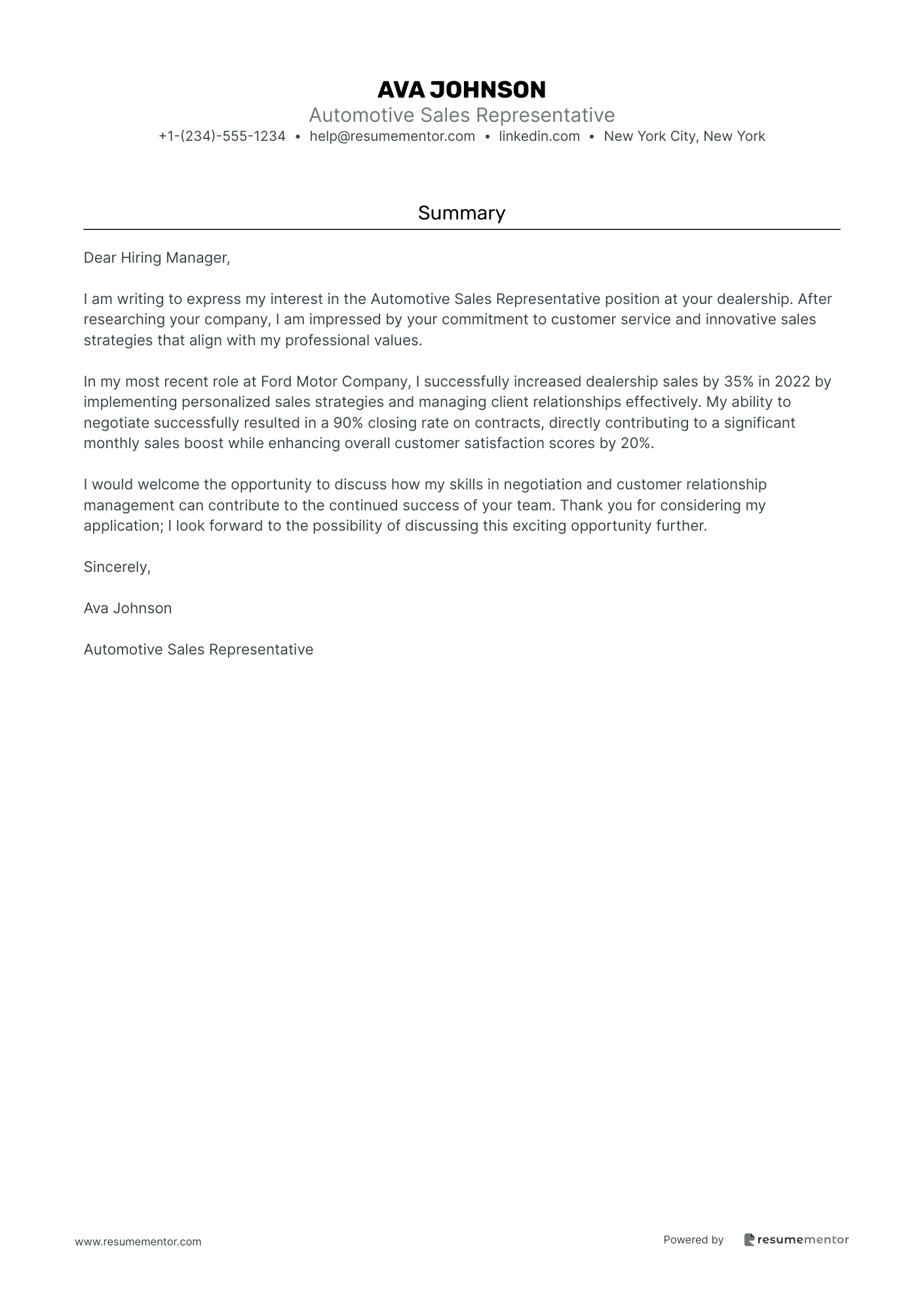 Automotive Sales Representative