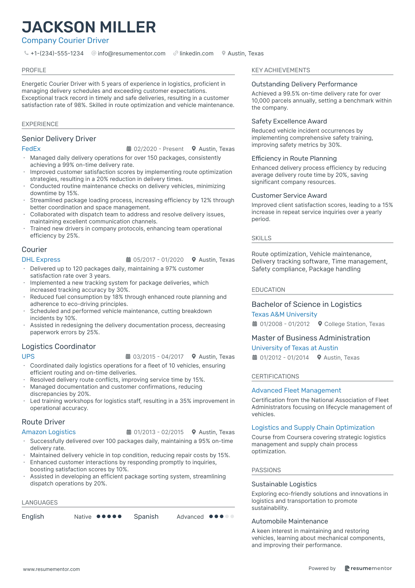 Company Courier Driver