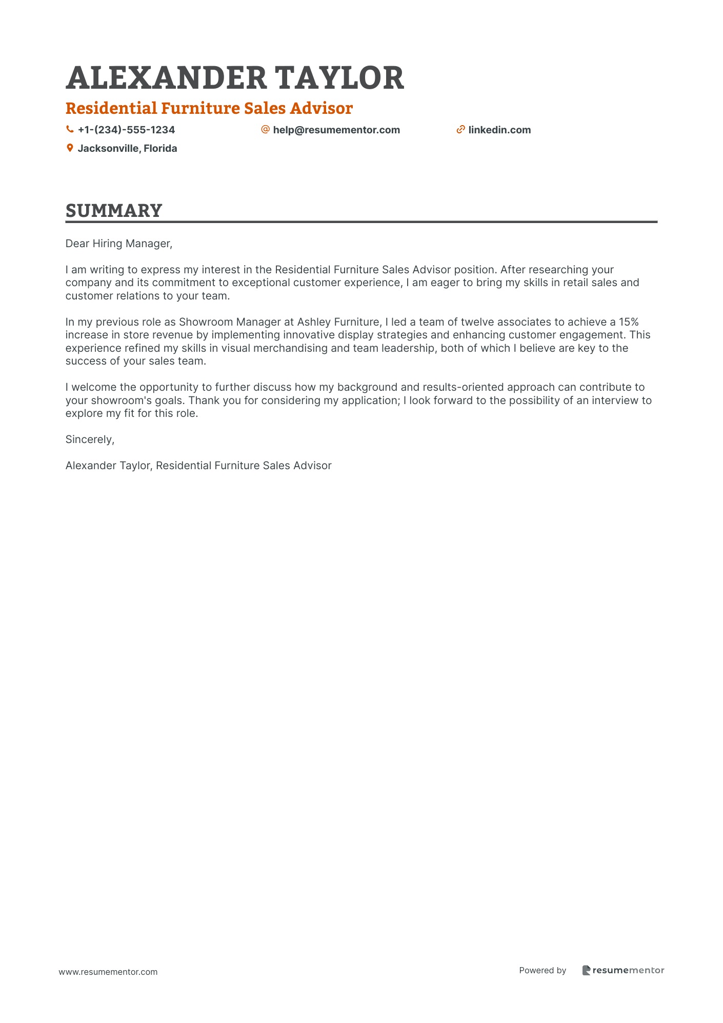 Residential Furniture Sales Advisor