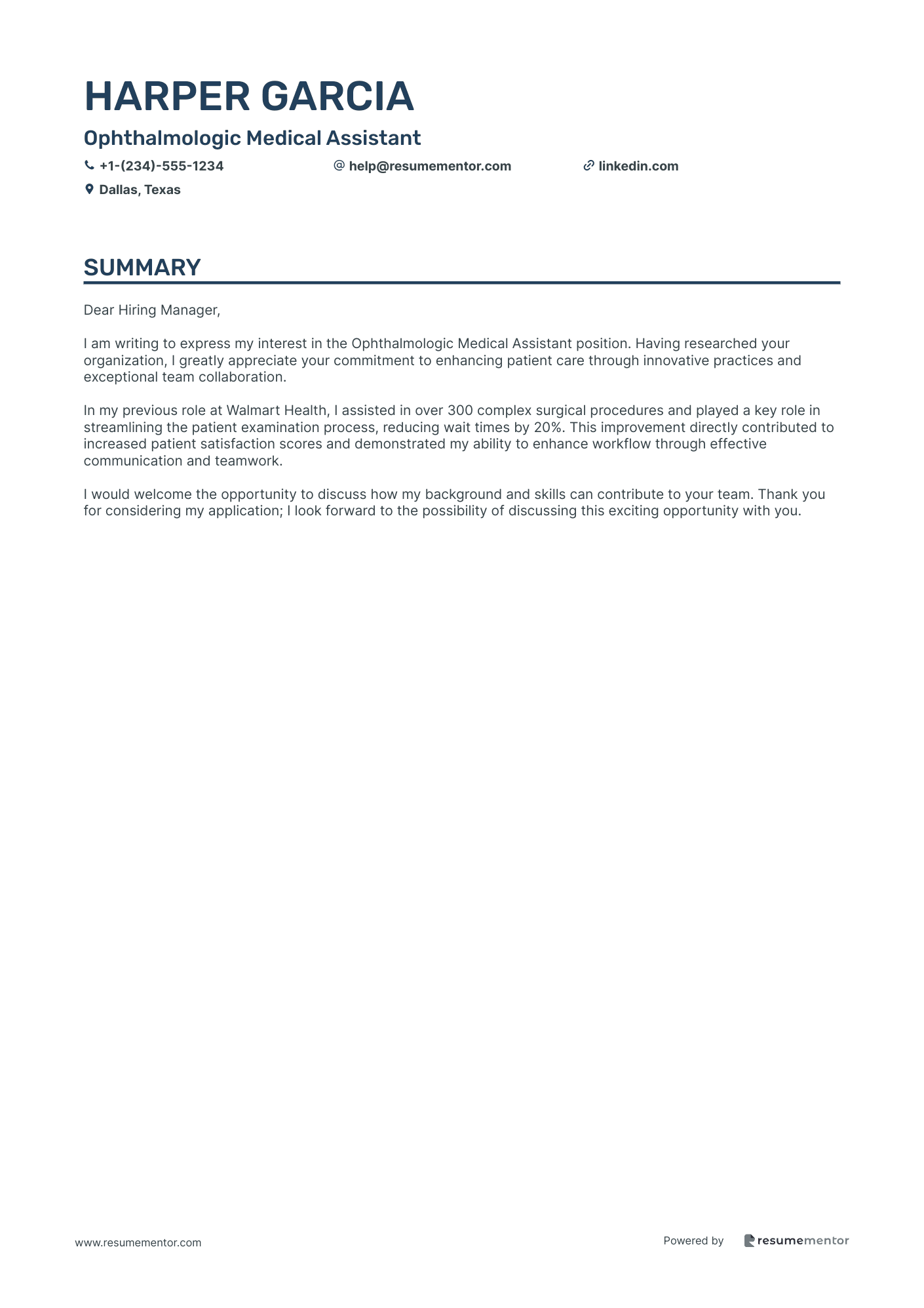 Ophthalmologic Medical Assistant