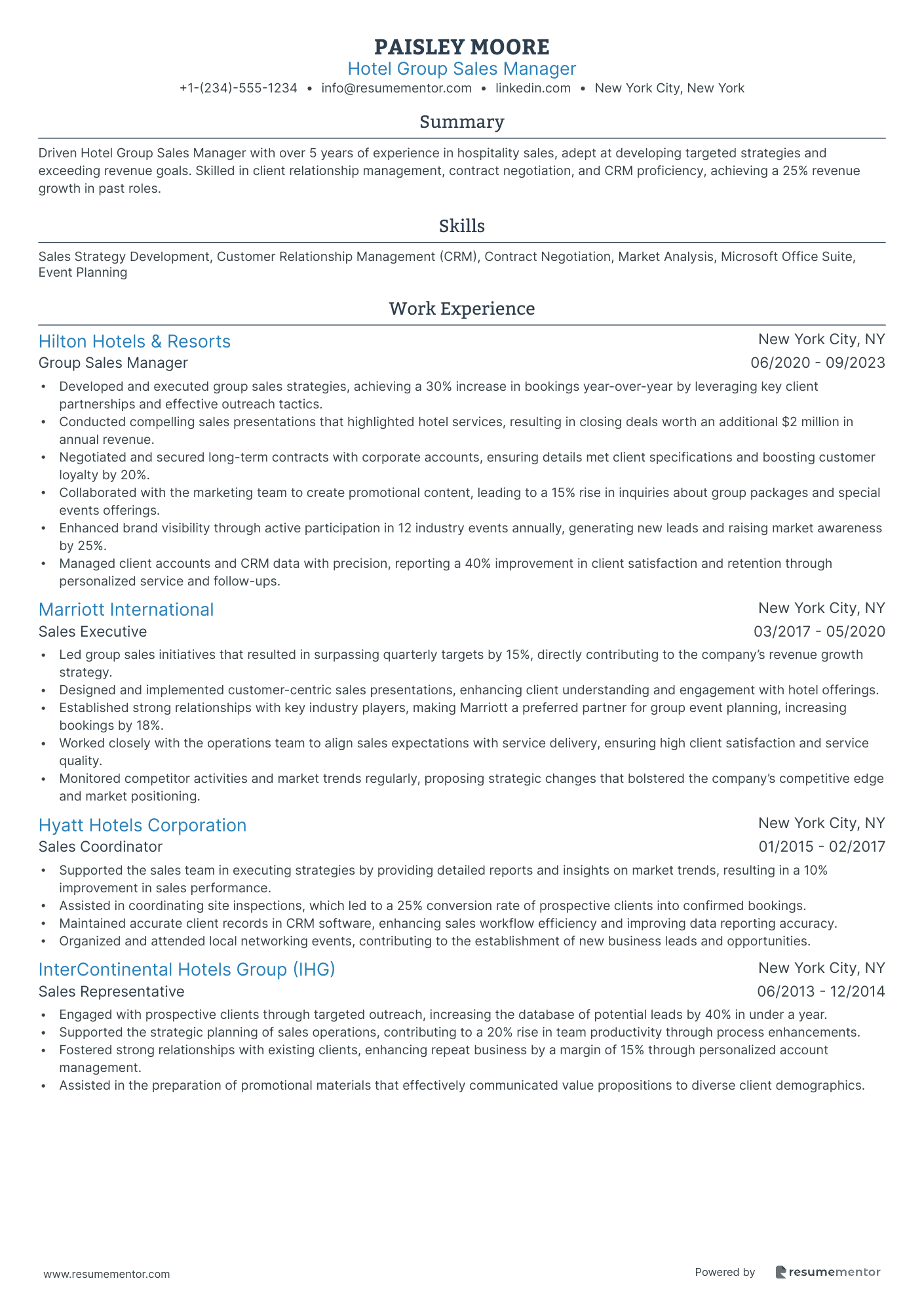 Hotel Group Sales Manager