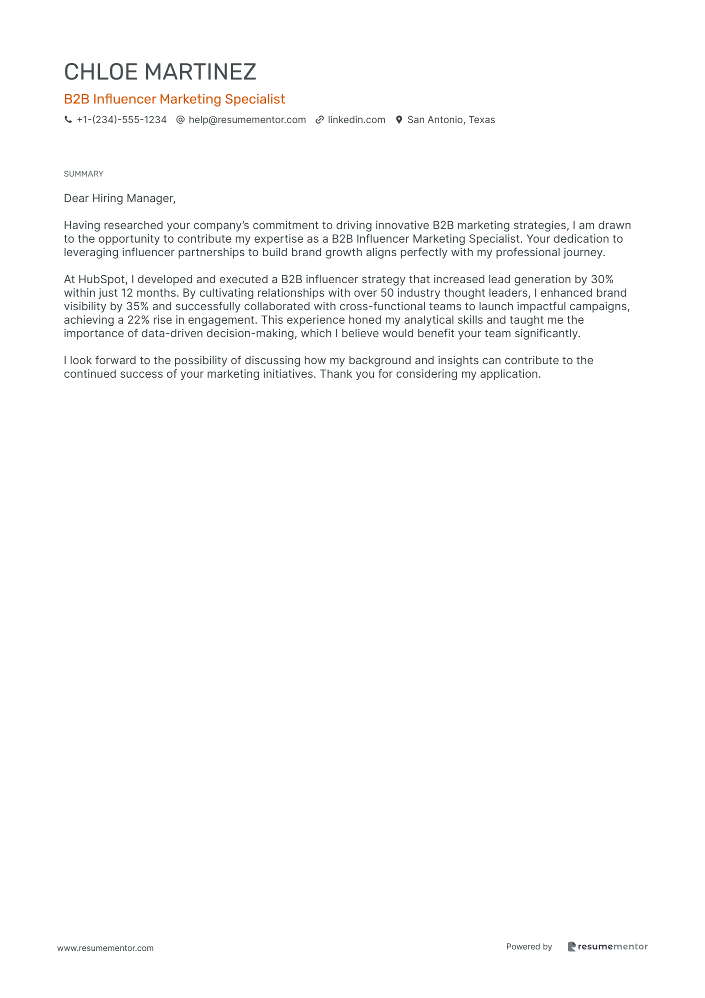 B2B Influencer Marketing Specialist