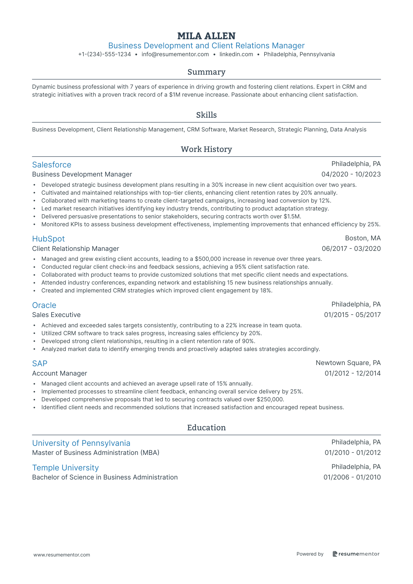 Business Development and Client Relations Manager