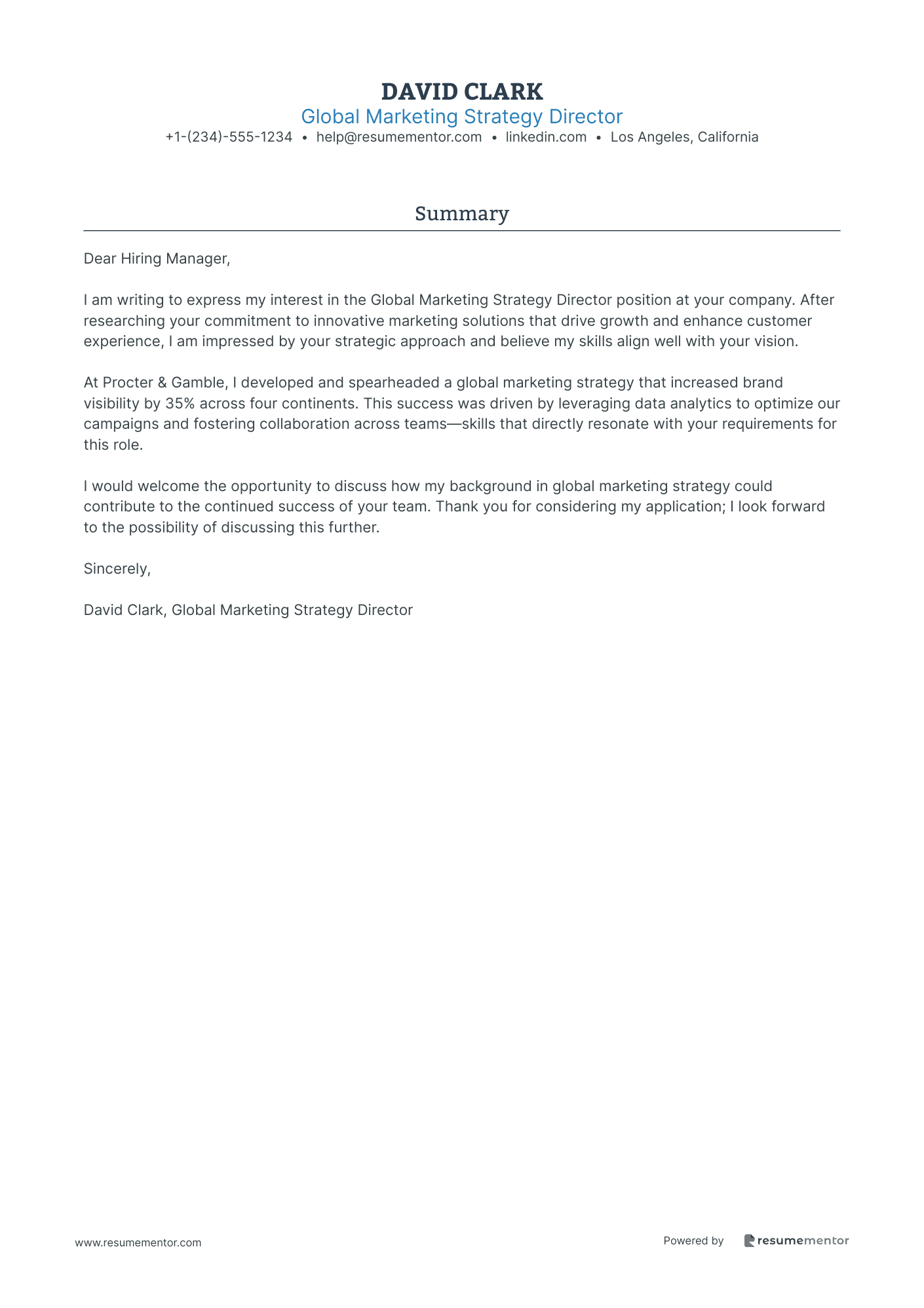 Global Marketing Strategy Director