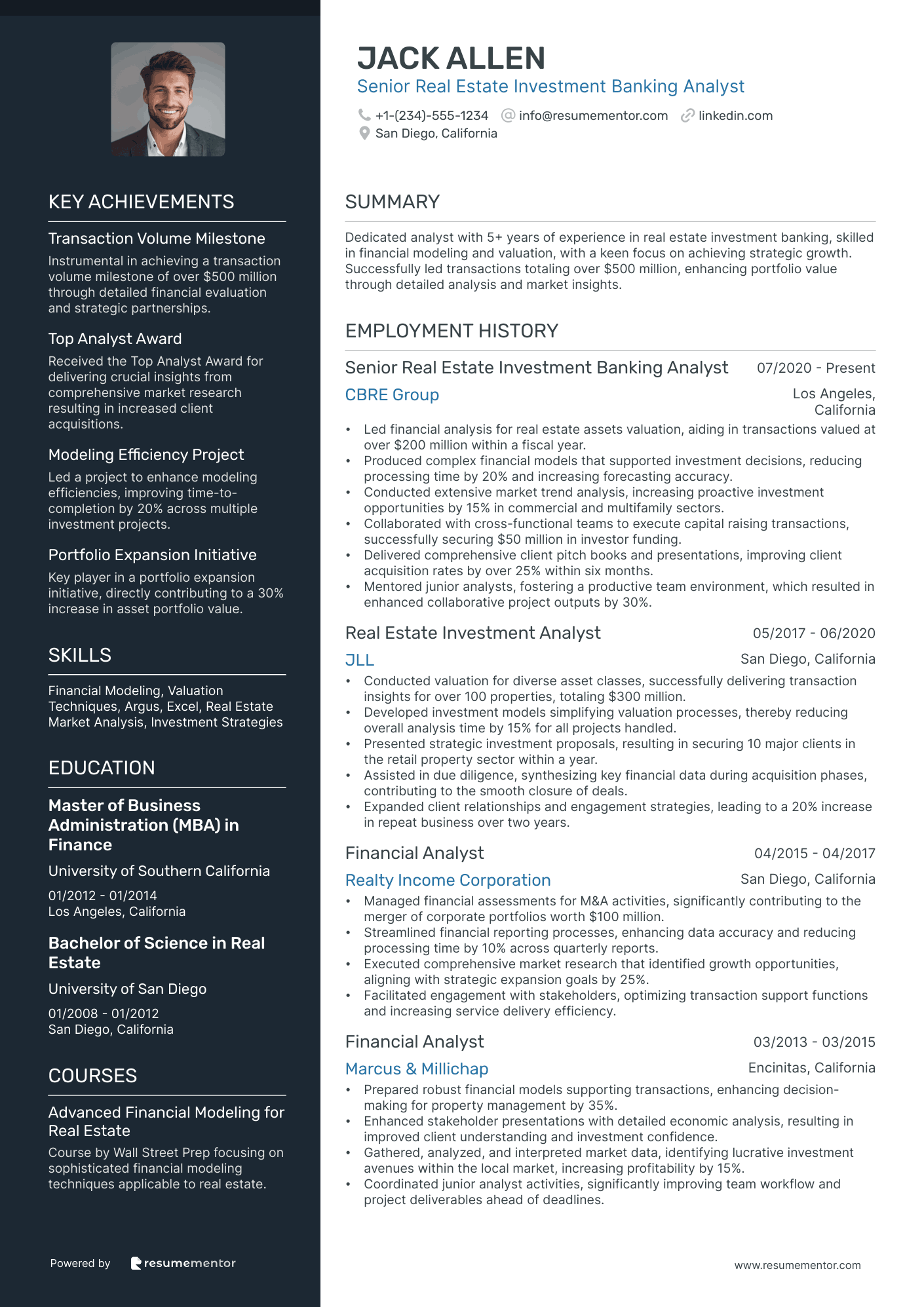 Senior Real Estate Investment Banking Analyst