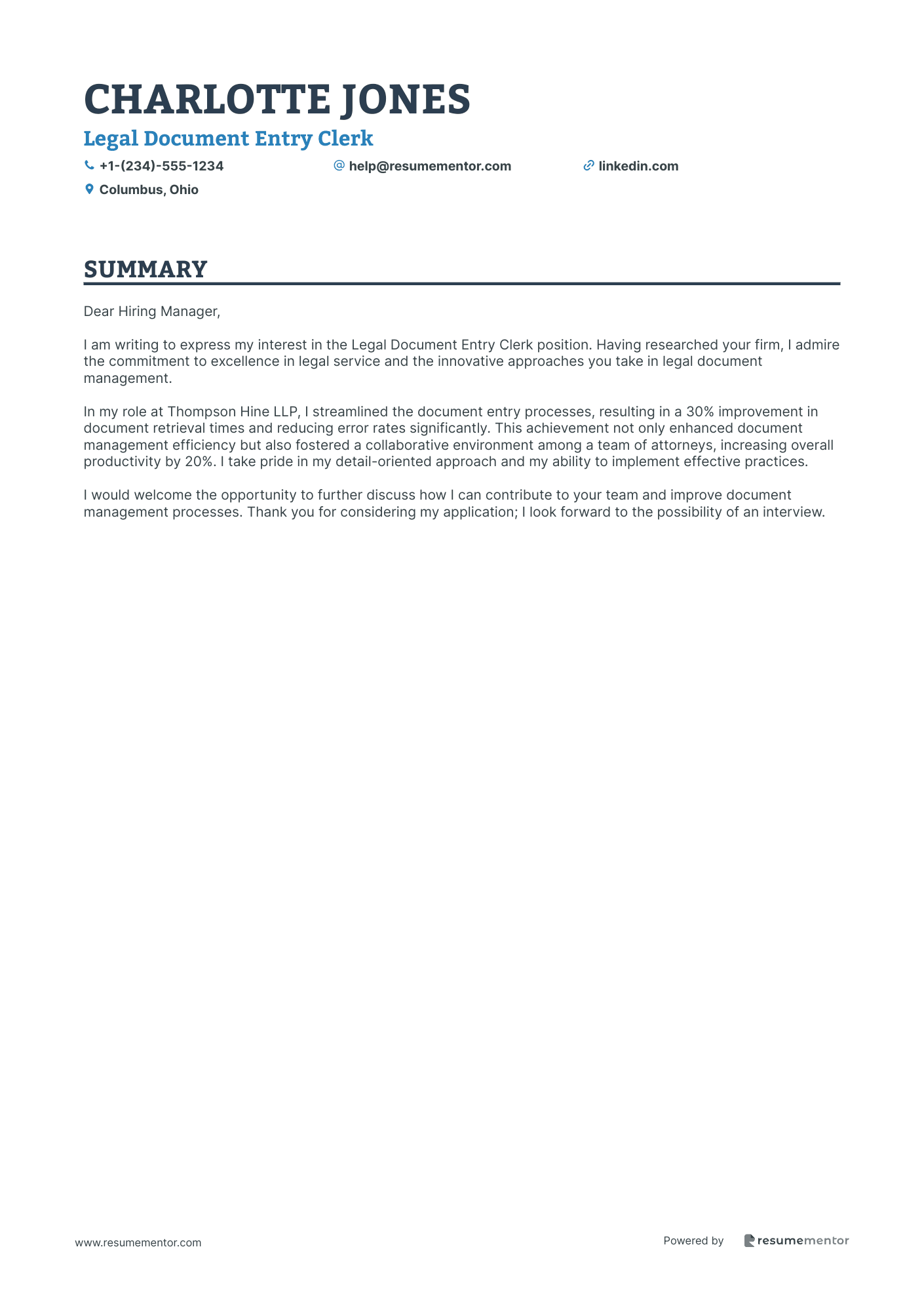 Legal Document Entry Clerk