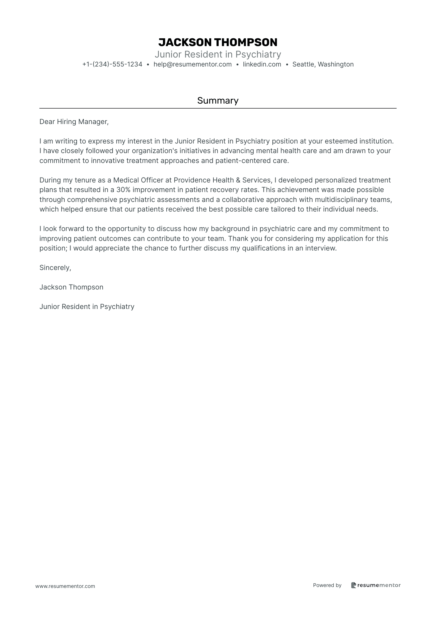 Junior Resident in Psychiatry