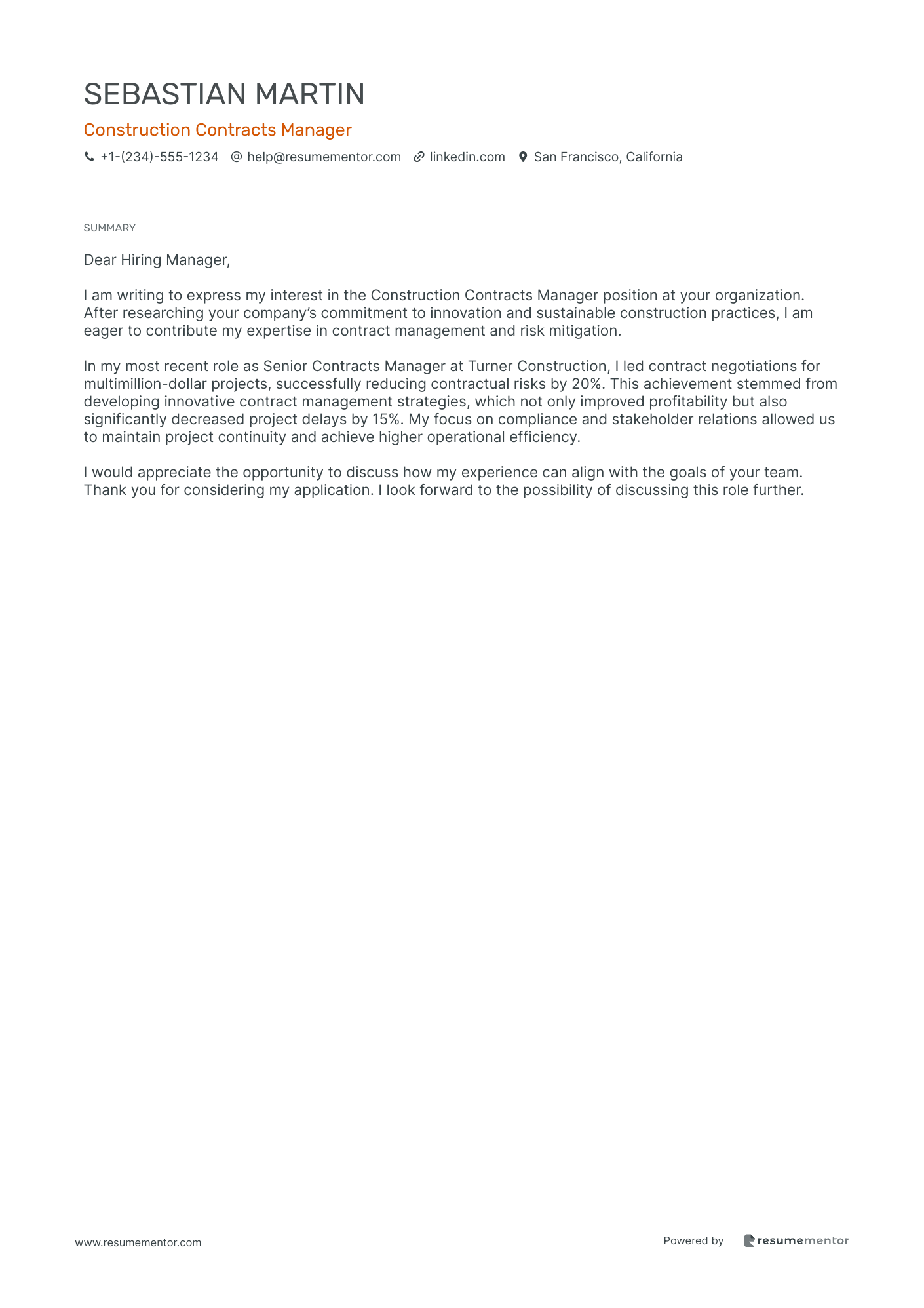 Construction Contracts Manager