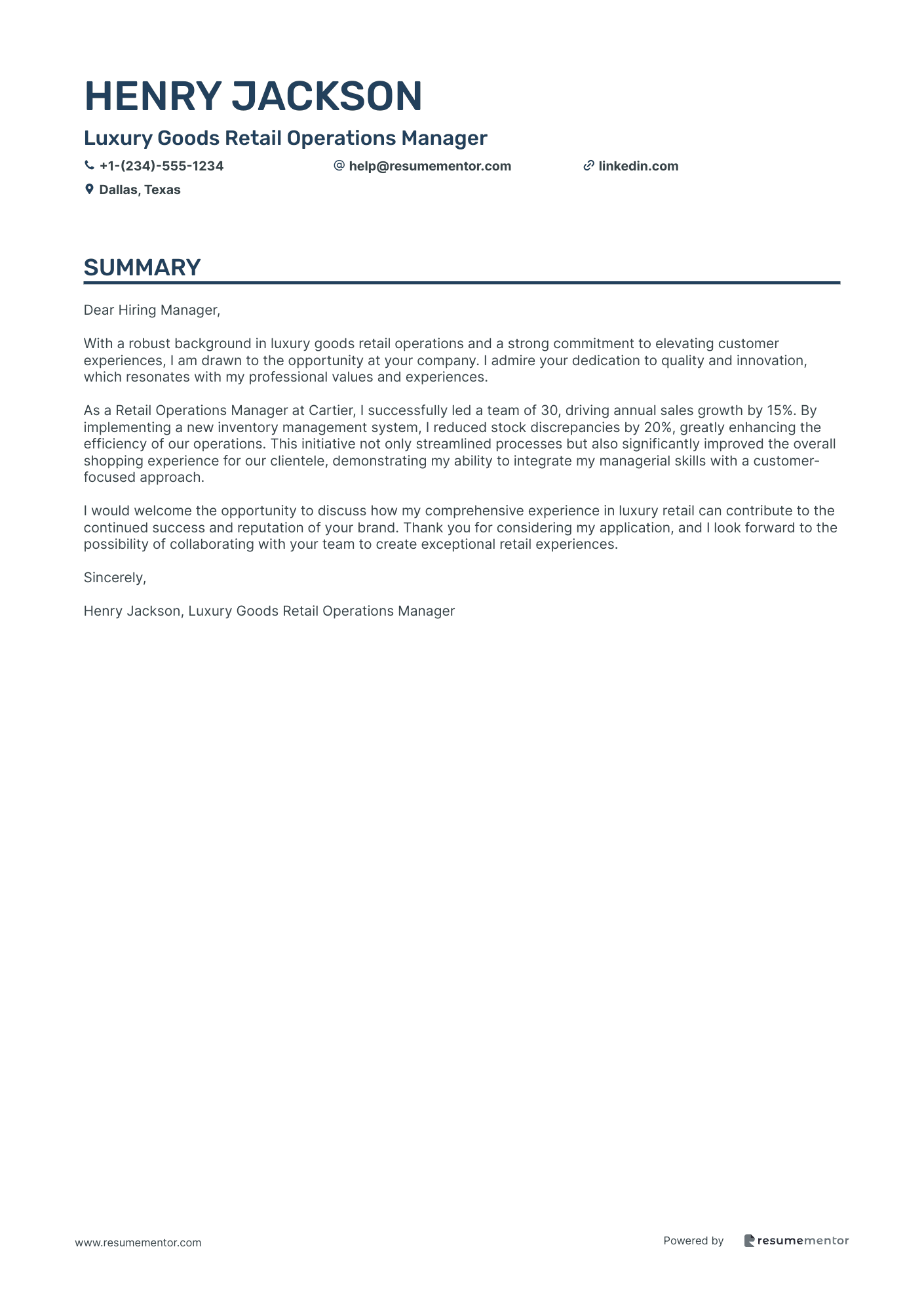 Luxury Goods Retail Operations Manager