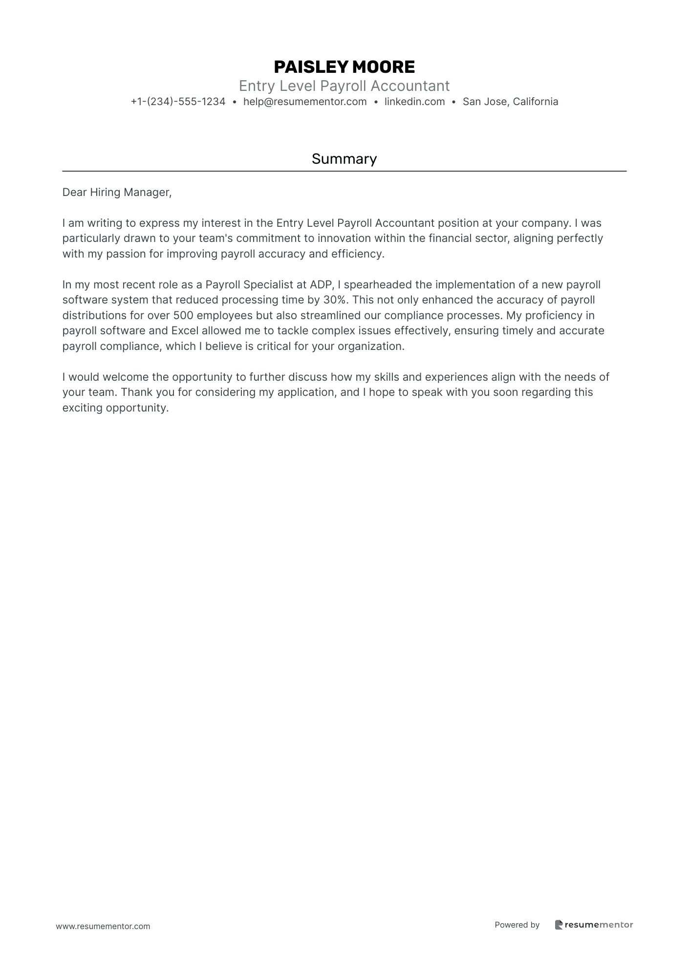 Entry Level Payroll Accountant