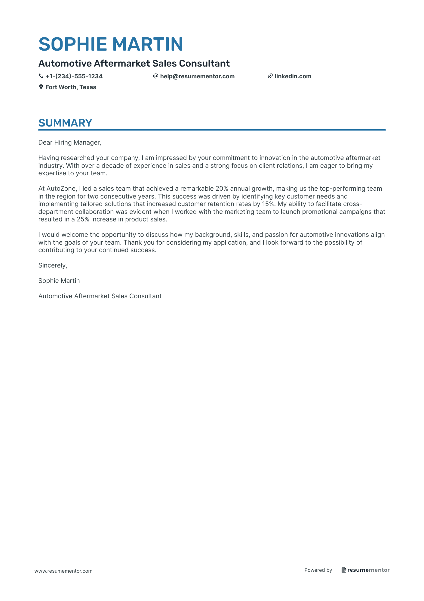 Automotive Aftermarket Sales Consultant