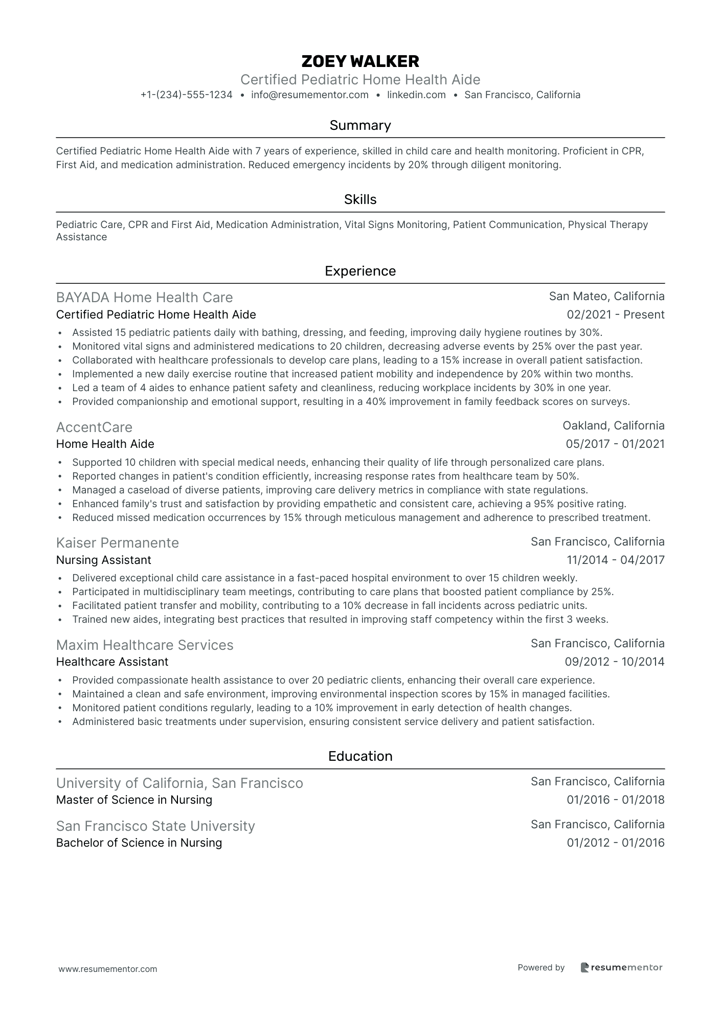 Certified Pediatric Home Health Aide