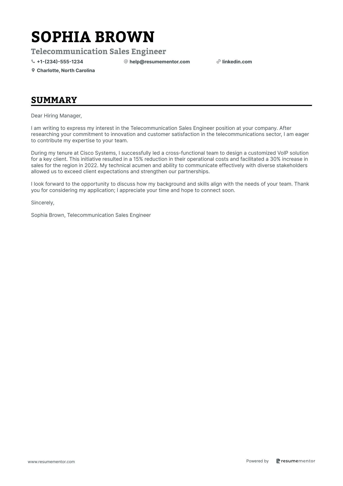 Telecommunication Sales Engineer