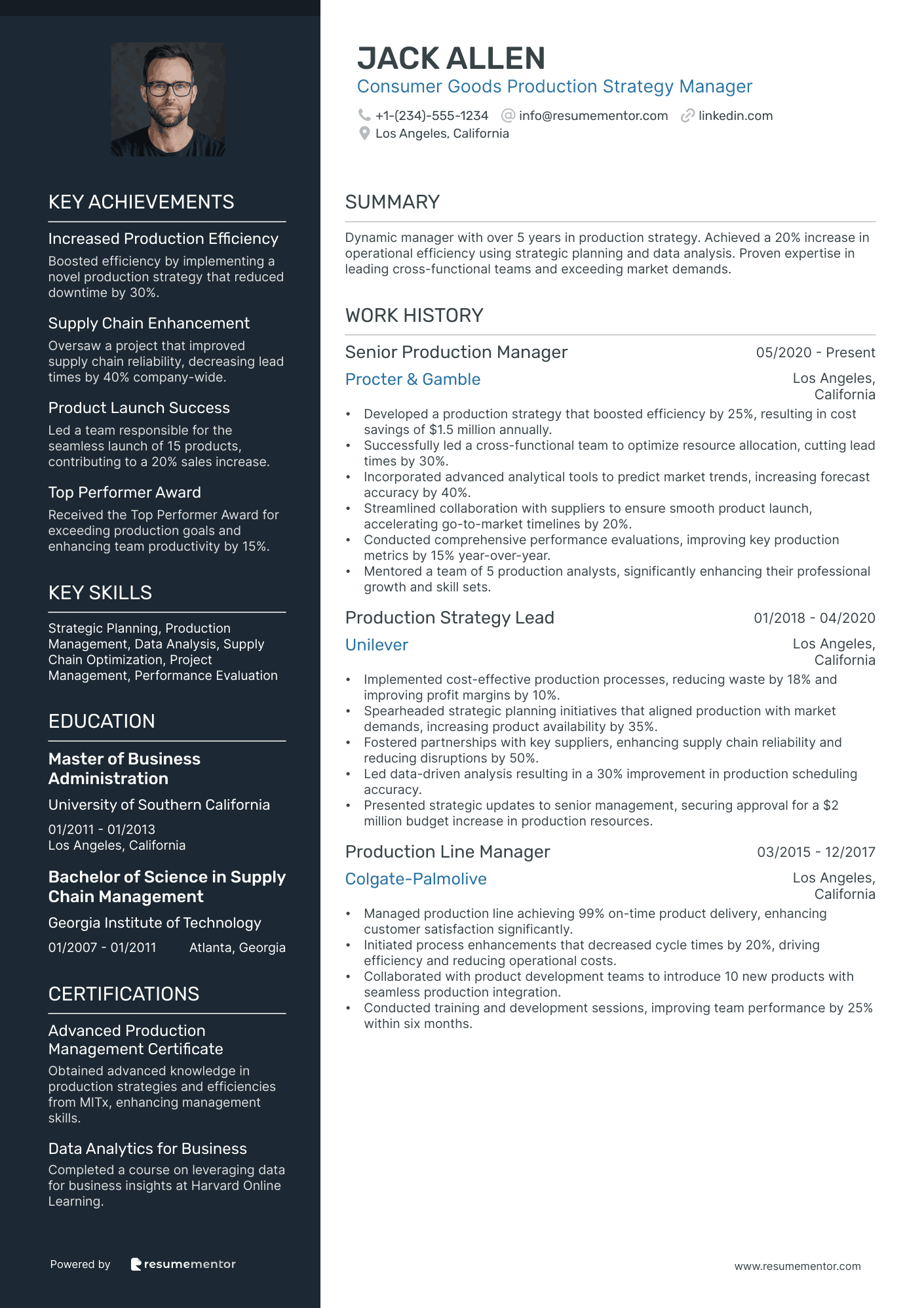 Consumer Goods Production Strategy Manager
