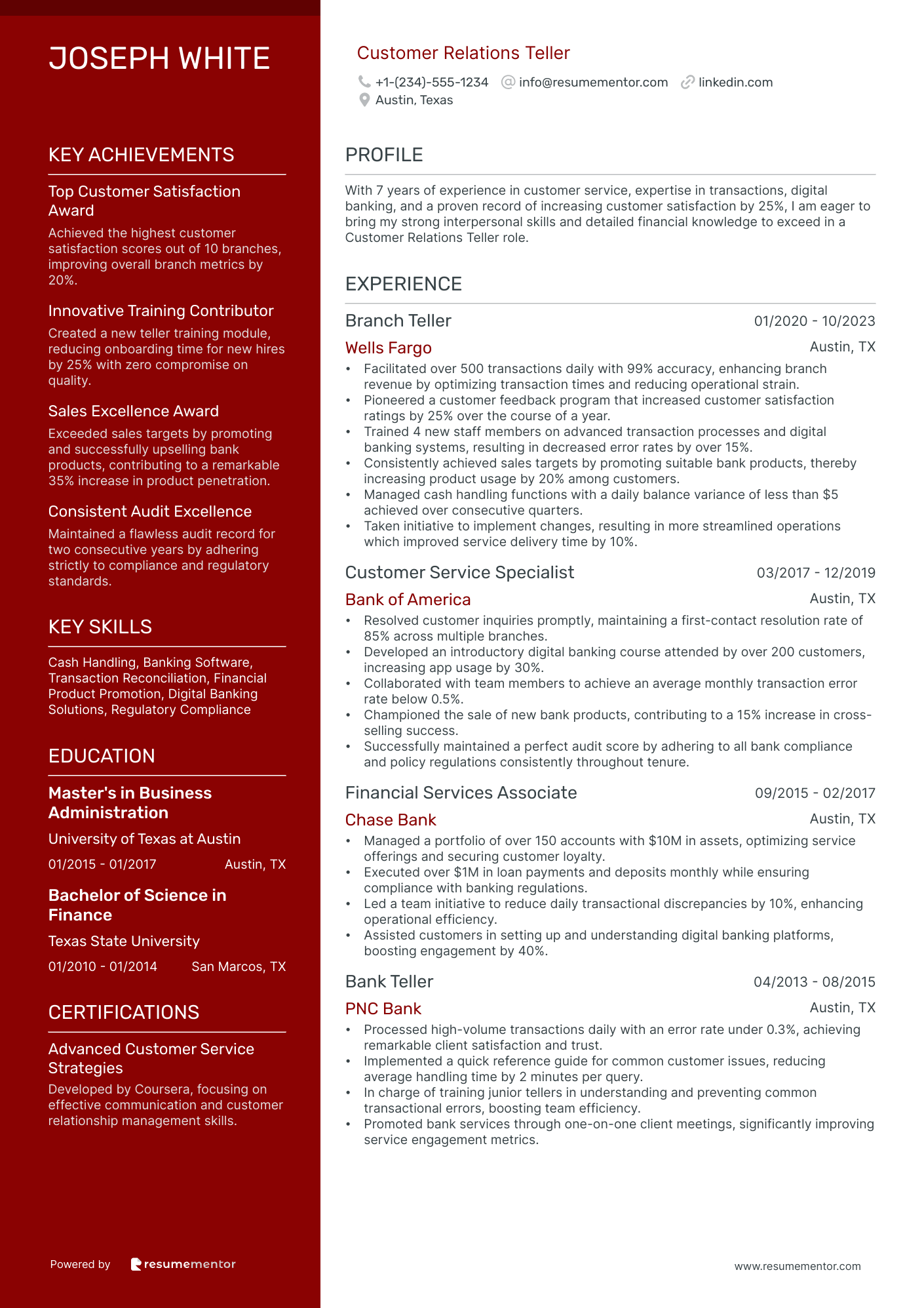Customer Relations Teller