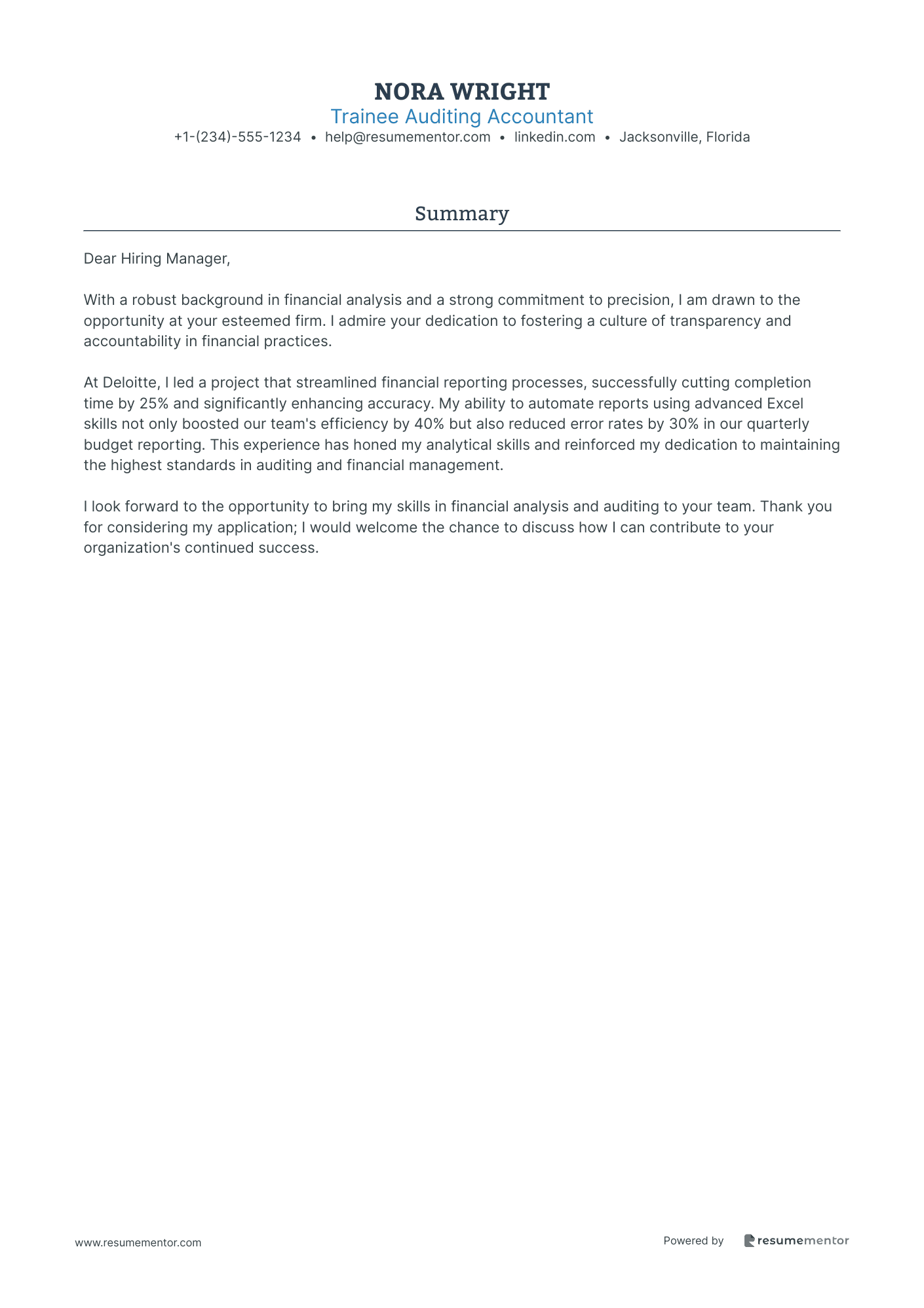 Trainee Auditing Accountant