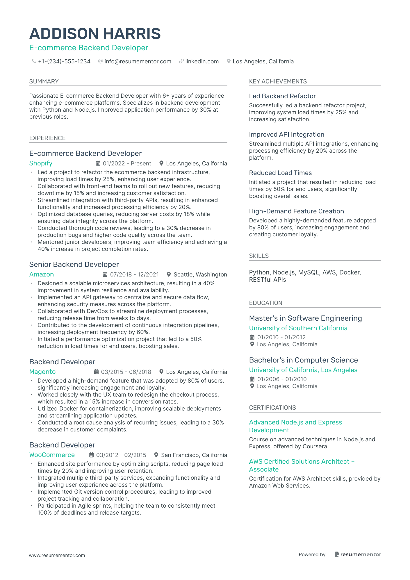 E commerce Backend Developer