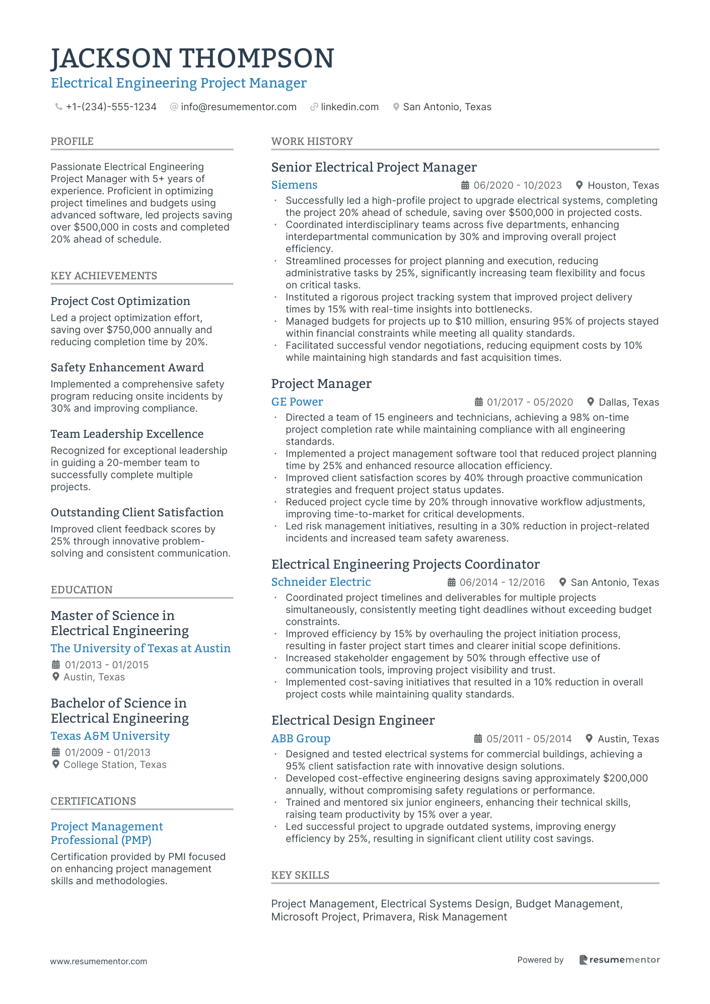 Electrical Engineering Project Manager