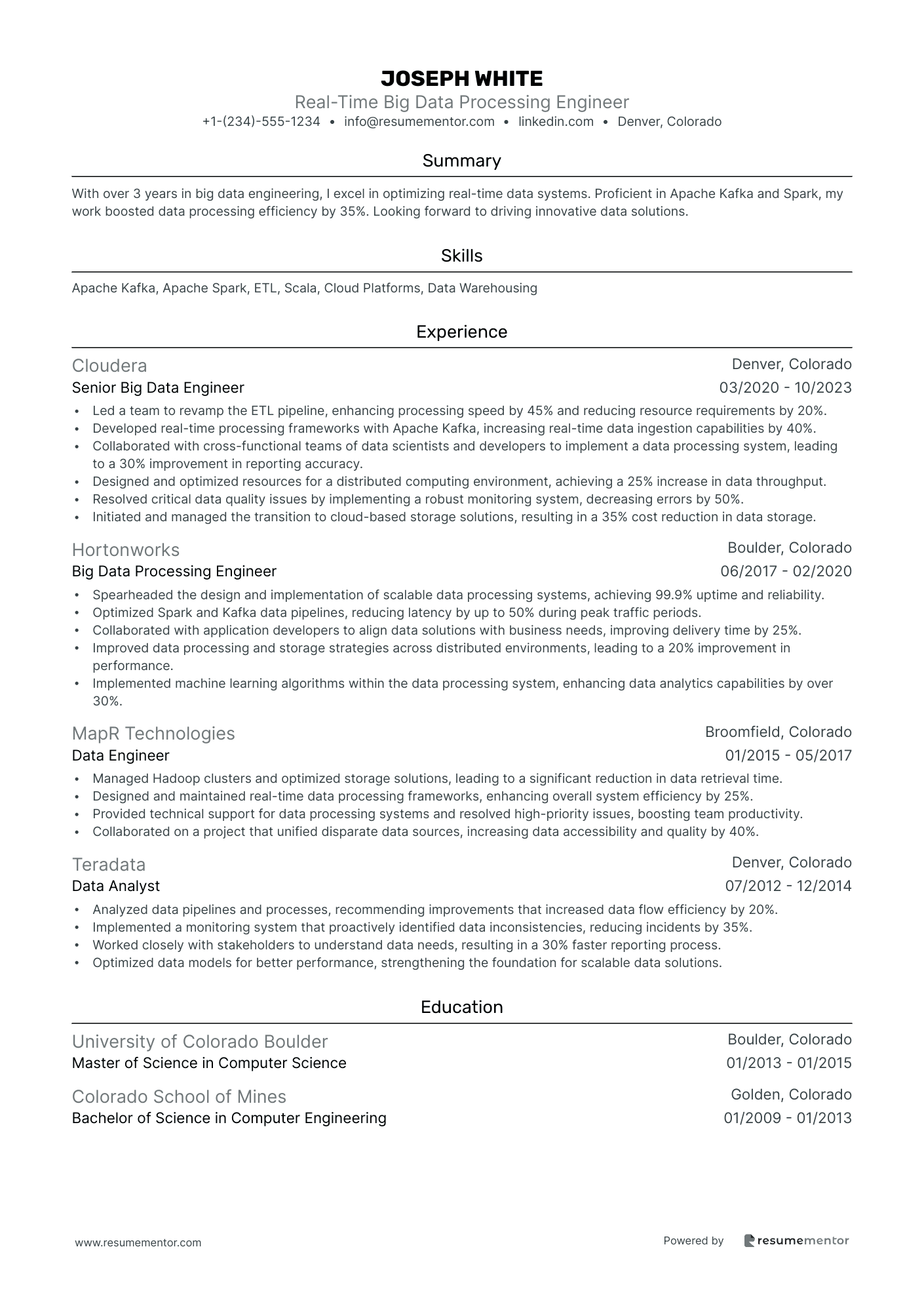 Real Time Big Data Processing Engineer